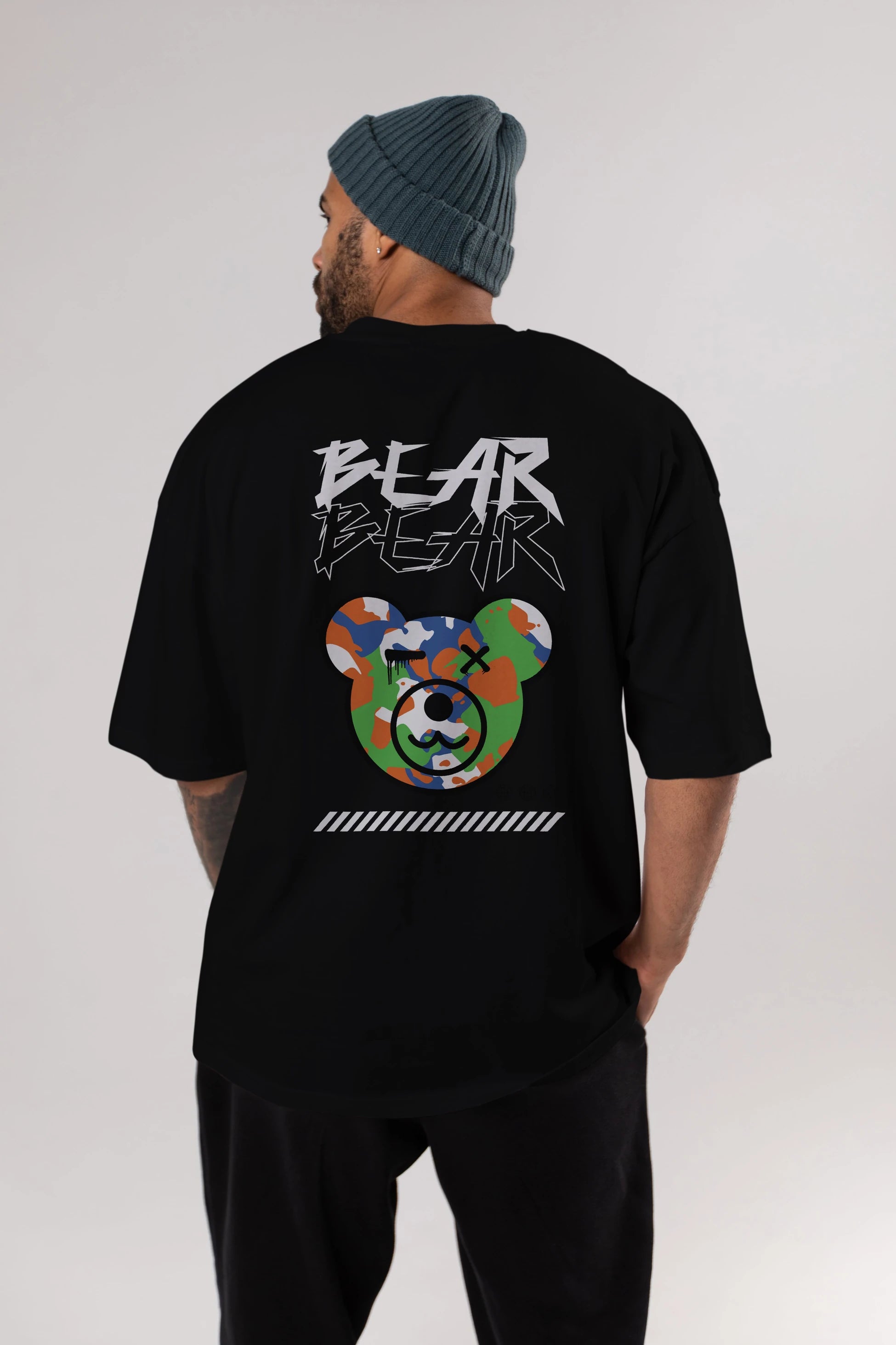 Bear Bear Arka Baskılı Oversize t-shirt Erkek Kadın Unisex