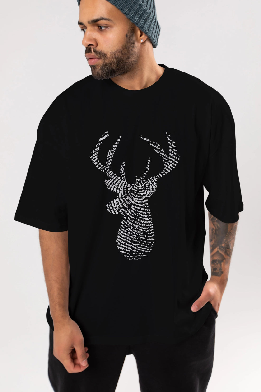 Deer 3 Ön Baskılı Oversize t-shirt %100 pamuk Erkek Kadın Unisex