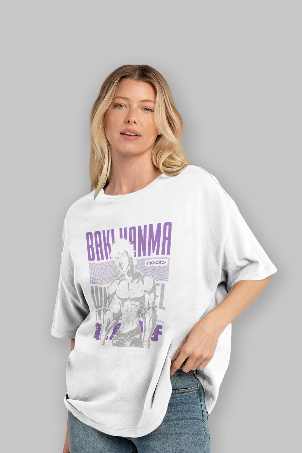 BAKI HANMA (2) Anime Ön Baskılı Oversize t-shirt %100 pamuk Erkek Kadın Unisex