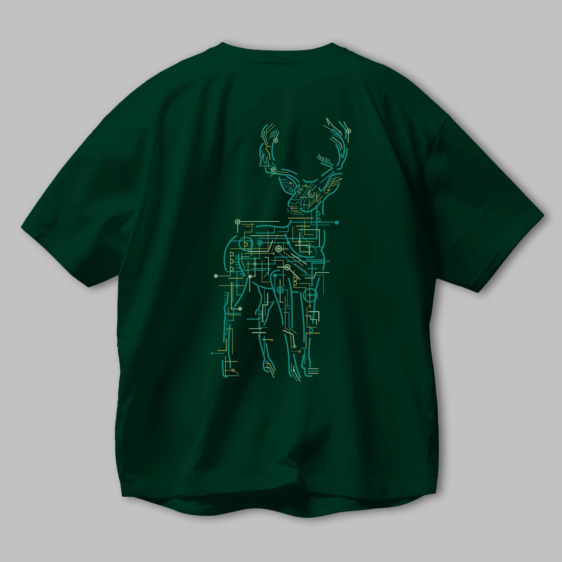 Electric Deer Arka Baskılı Oversize t-shirt %100 pamuk Erkek Kadın Unisex