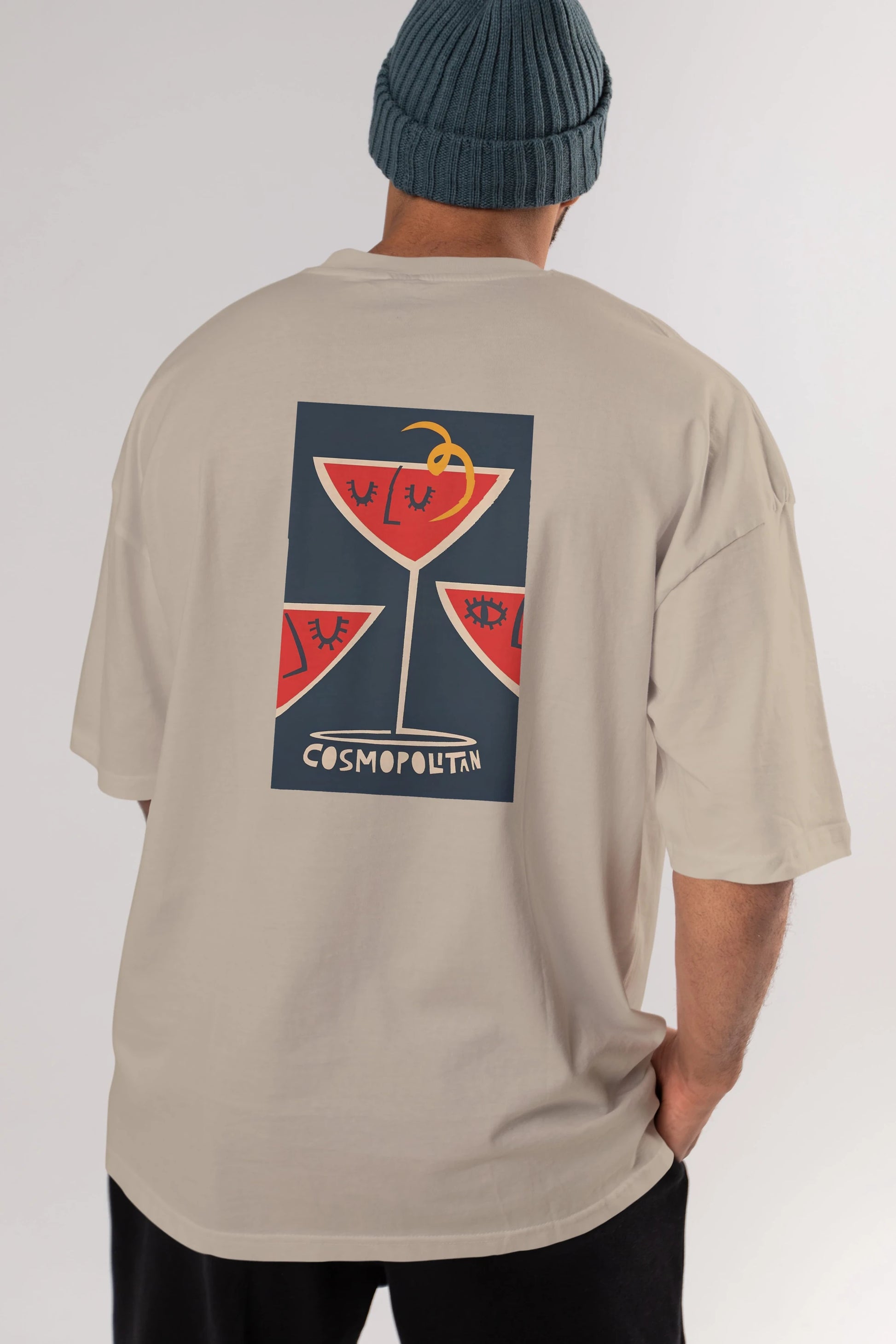 Cosmopolitan 4 Arka Baskılı Oversize t-shirt Erkek Kadın Unisex %100 Pamuk Bisiklet Yaka tişort