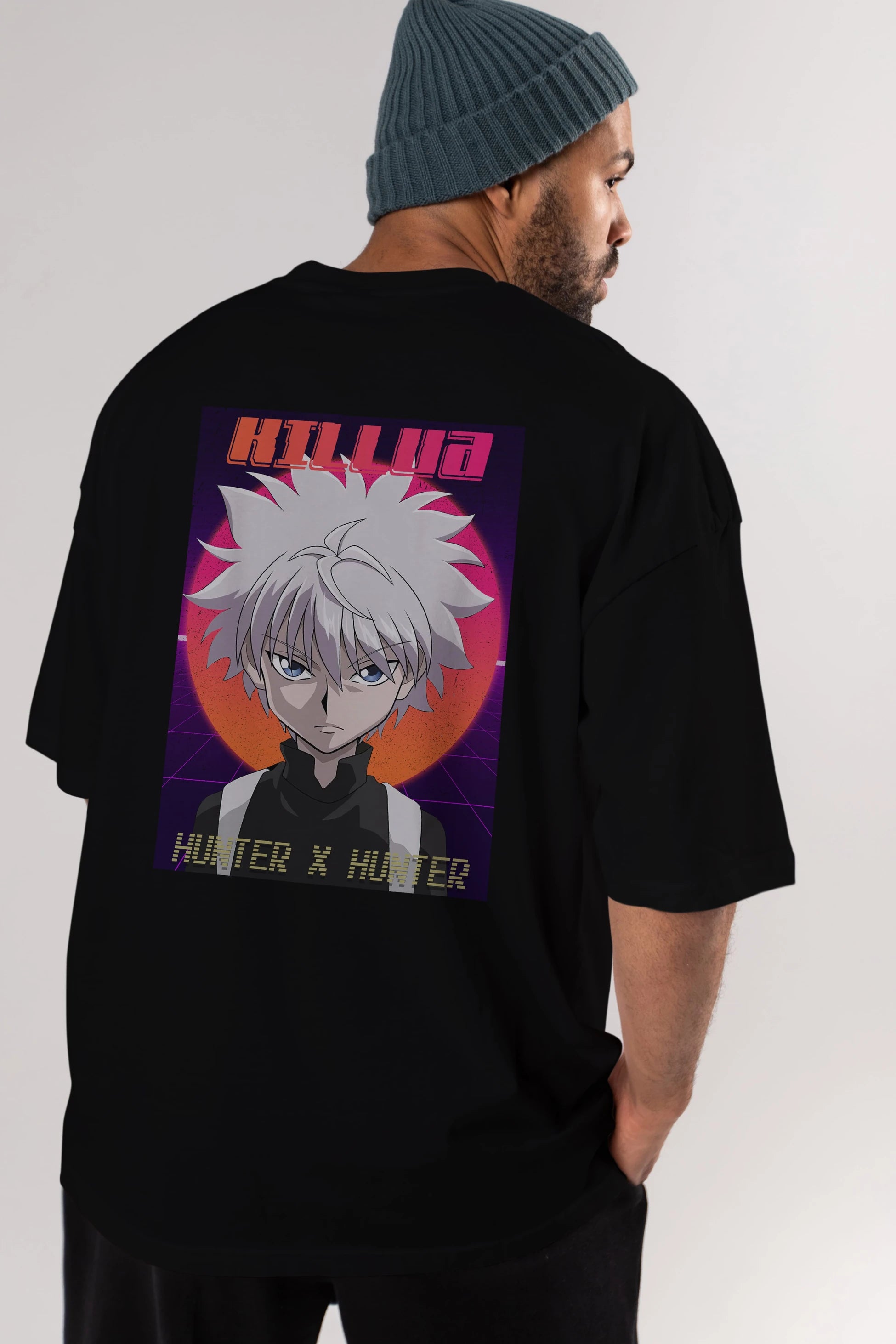 Killua Zoldyck 12 1 Anime Arka Baskılı Oversize t-shirt Erkek Kadın Unisex