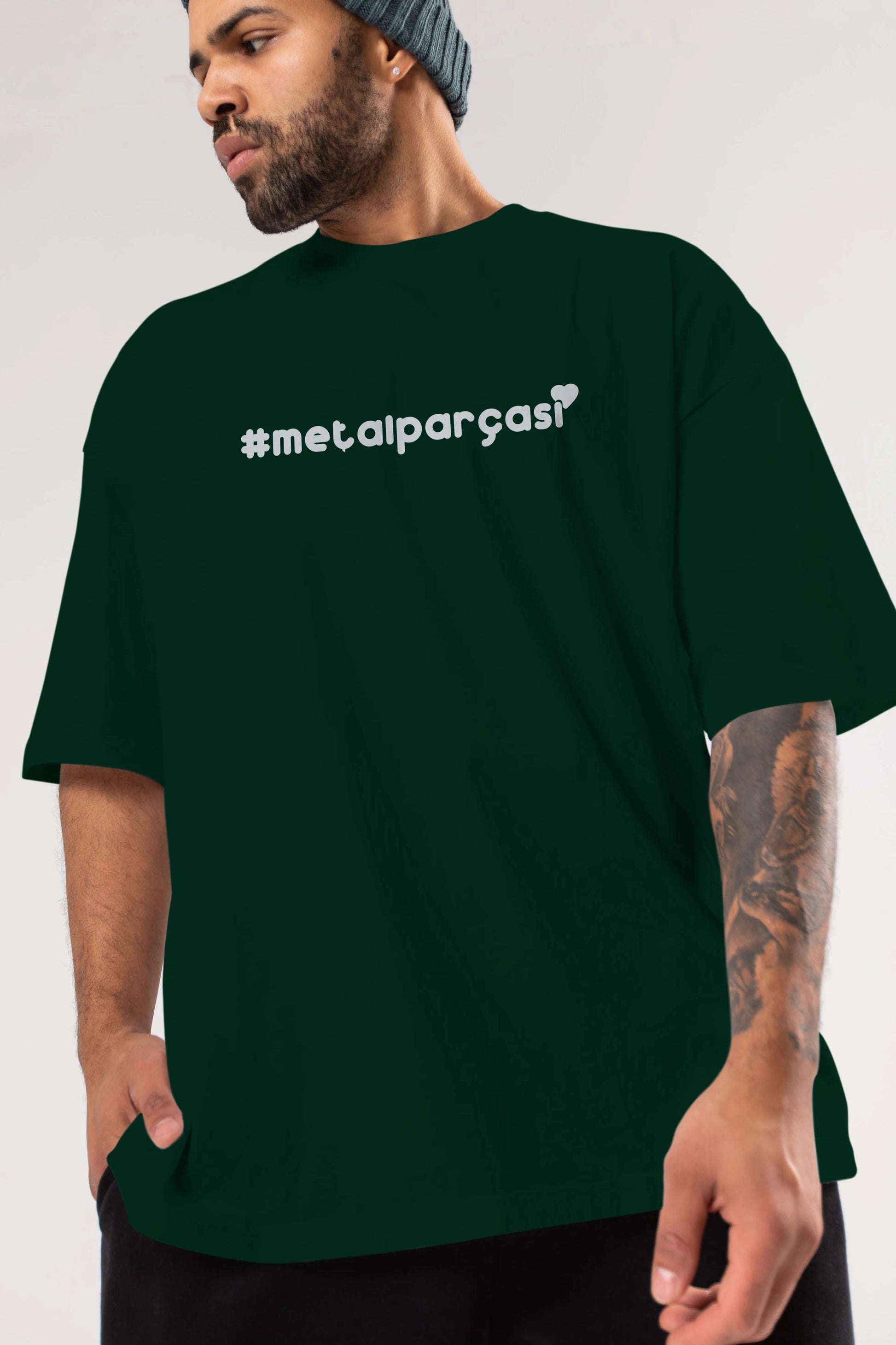 Metalparçası Ön Baskılı Oversize t-shirt %100 pamuk Erkek Kadın Unisex