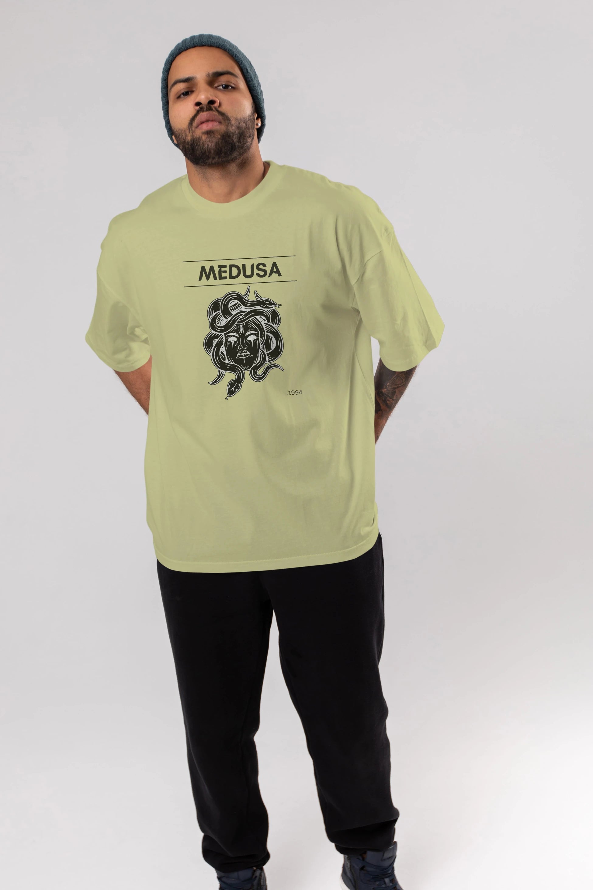Medusa Ön Baskılı Oversize t-shirt Erkek Kadın Unisex