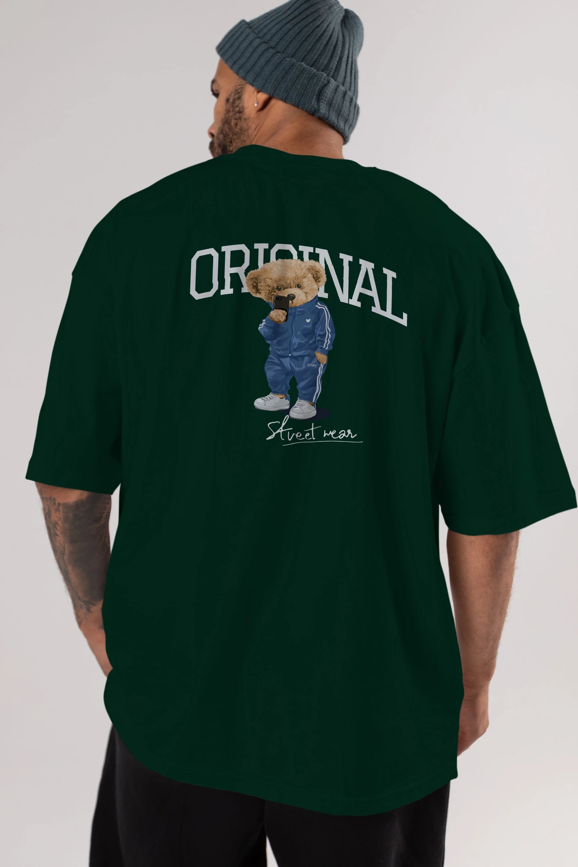 Teddy Bear Original Arka Baskılı Oversize t-shirt Erkek Kadın Unisex %100 Pamuk