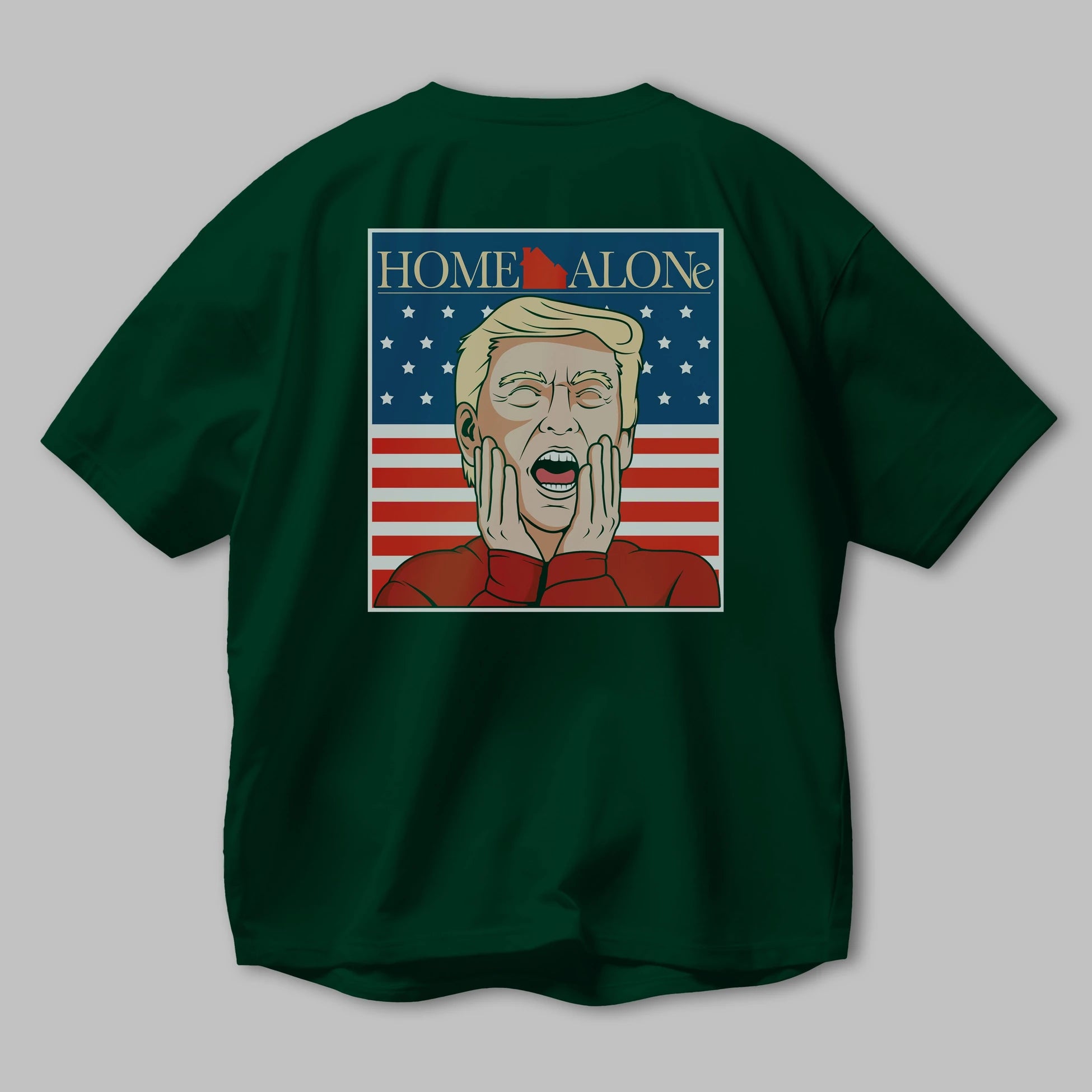 Home Alone Trump Arka Baskılı Oversize t-shirt Erkek Kadın Unisex %100 Pamuk tişort