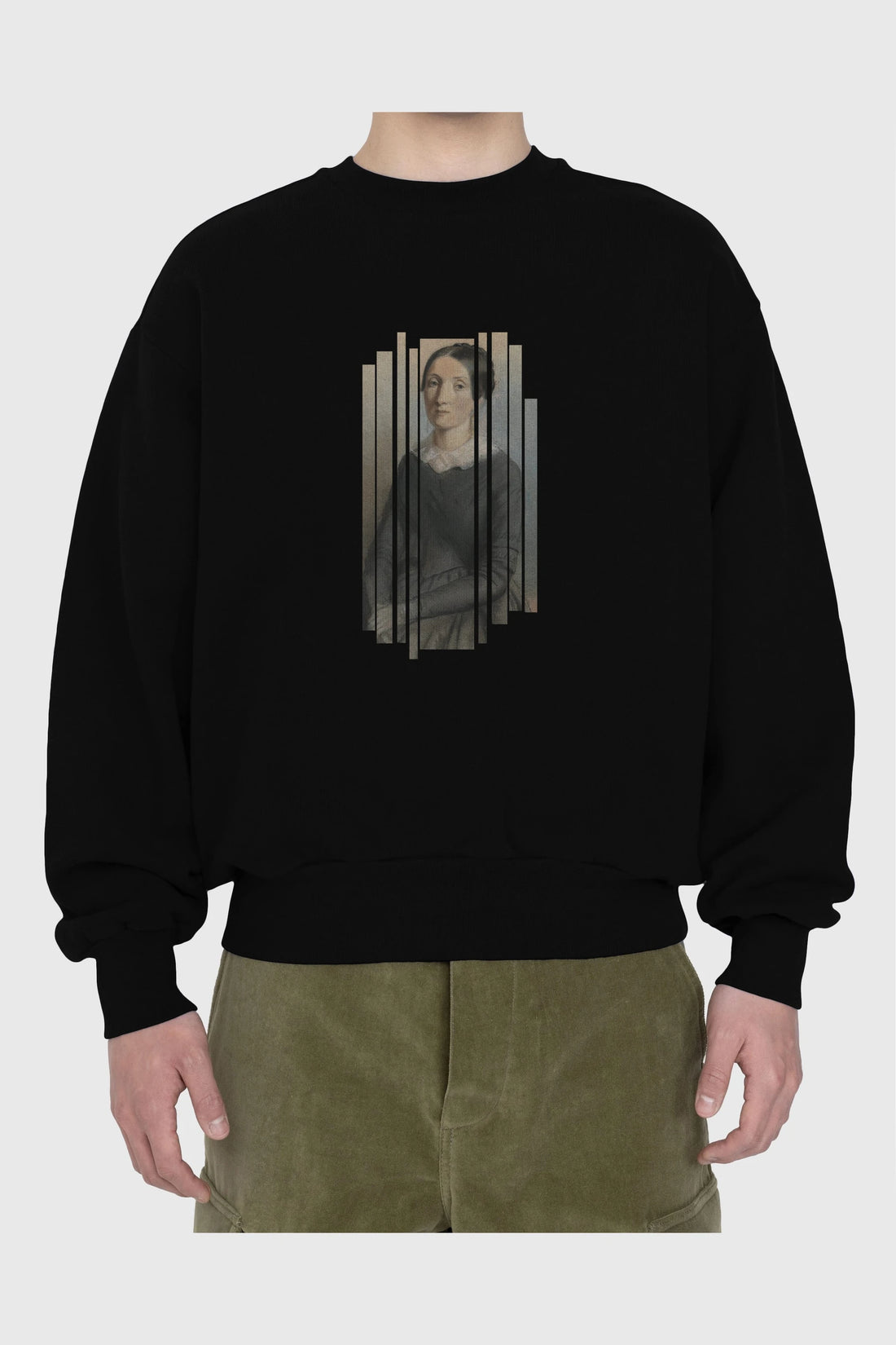 Retro Portre Ön Baskılı Oversize Sweatshirt Erkek Kadın Unisex