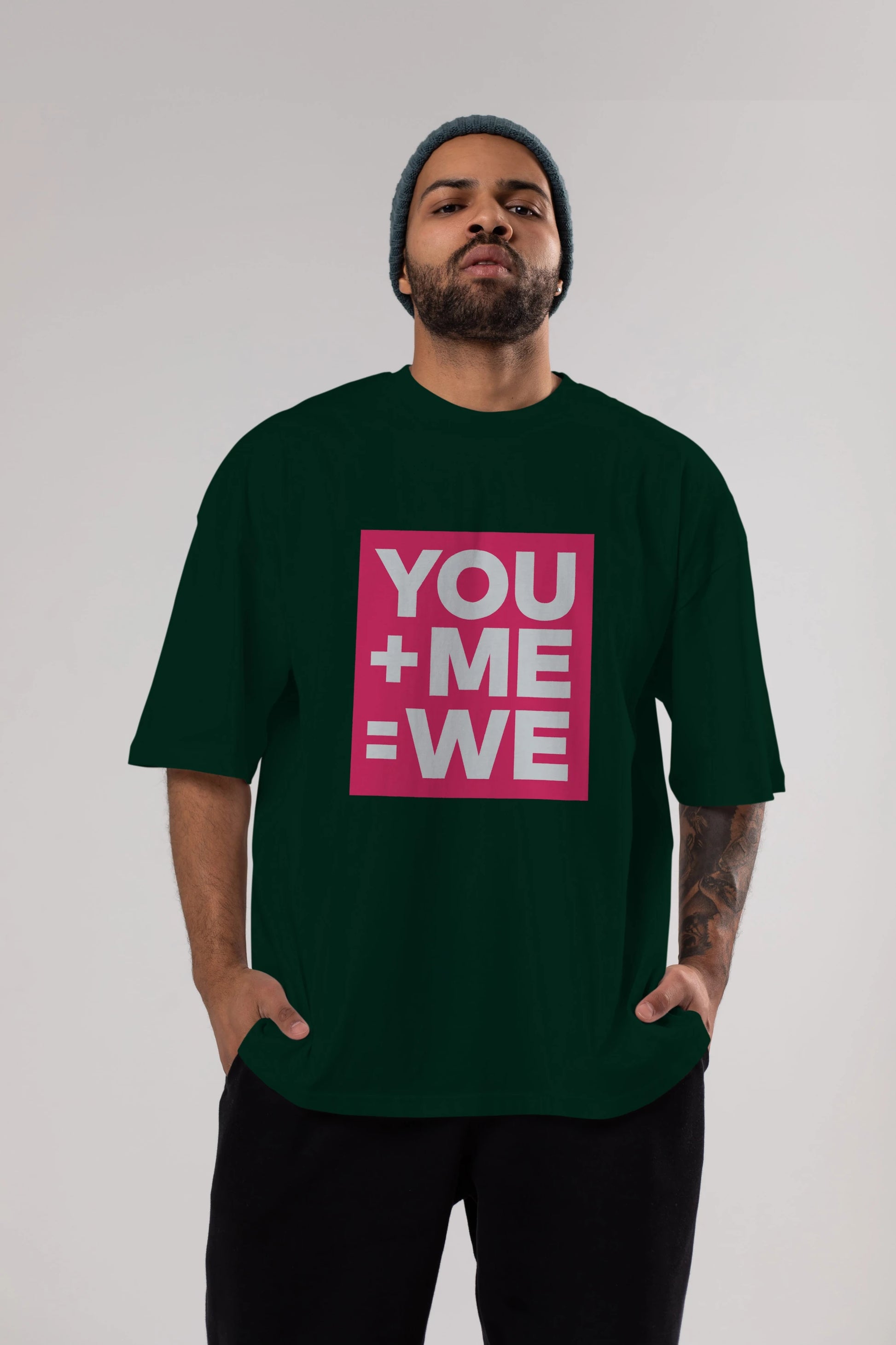 You Me We Yazılı Ön Baskılı Oversize t-shirt Erkek Kadın Unisex