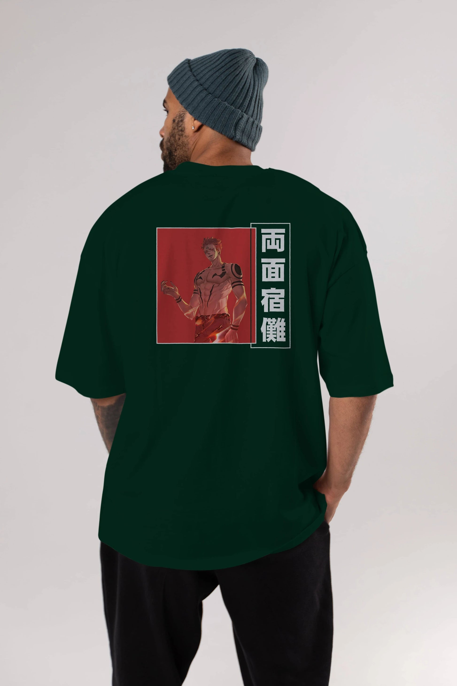Sukuna Ryoumen 3 Anime Arka Baskılı Oversize t-shirt Erkek Kadın Unisex