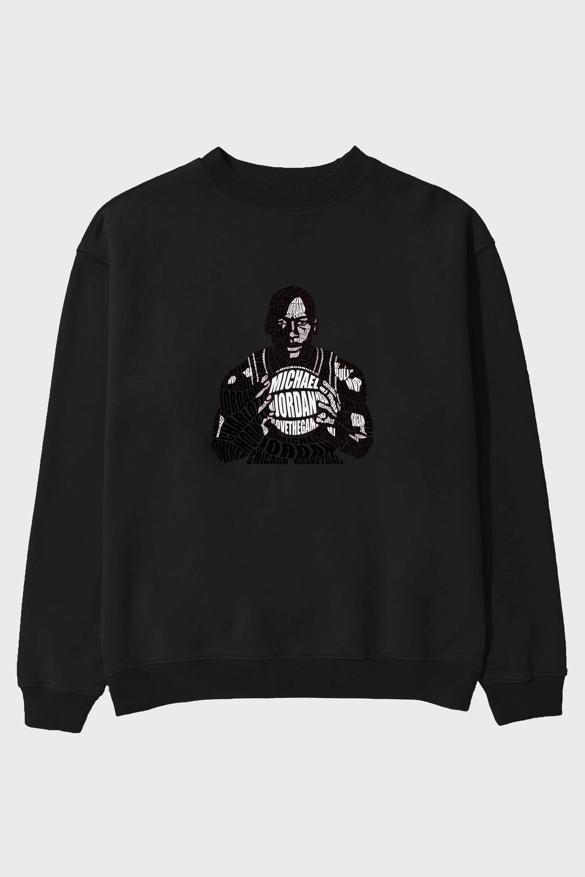 Michael Jordan Calligram Ön Baskılı Oversize Sweatshirt Erkek Kadın Unisex