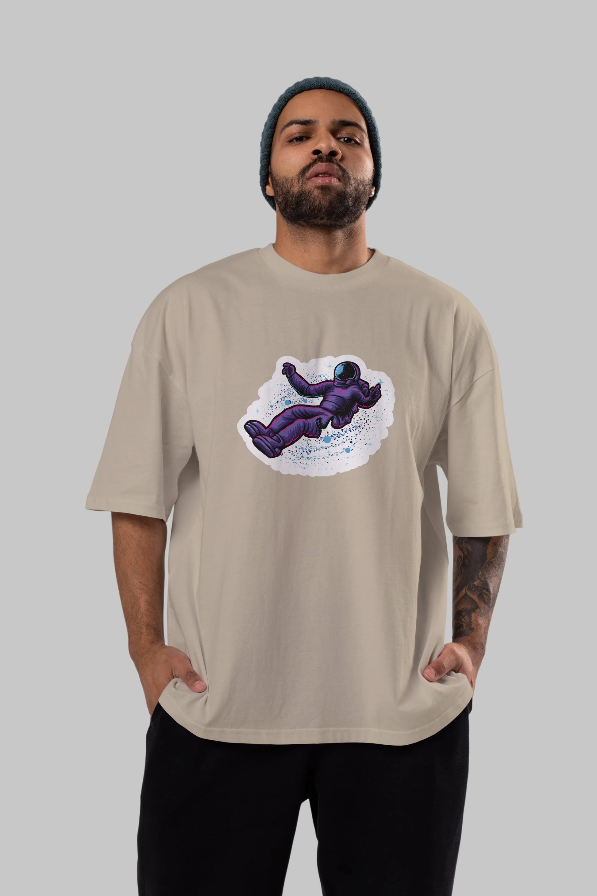 Having fun in outer space sticker Ön Baskılı Oversize t-shirt Erkek Kadın Unisex
