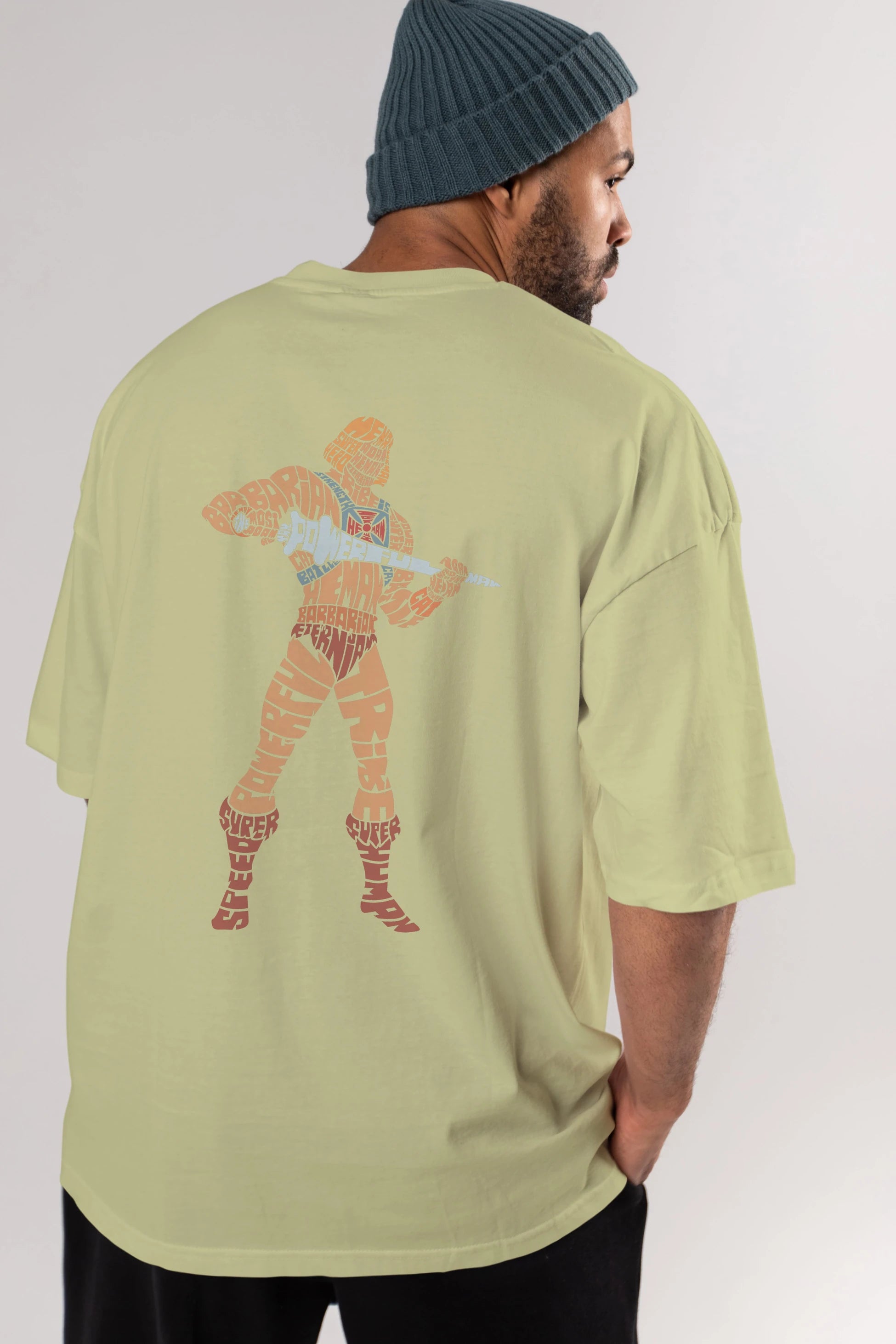 Heman Arka Baskılı Oversize t-shirt %100 pamuk Erkek Kadın Unisex