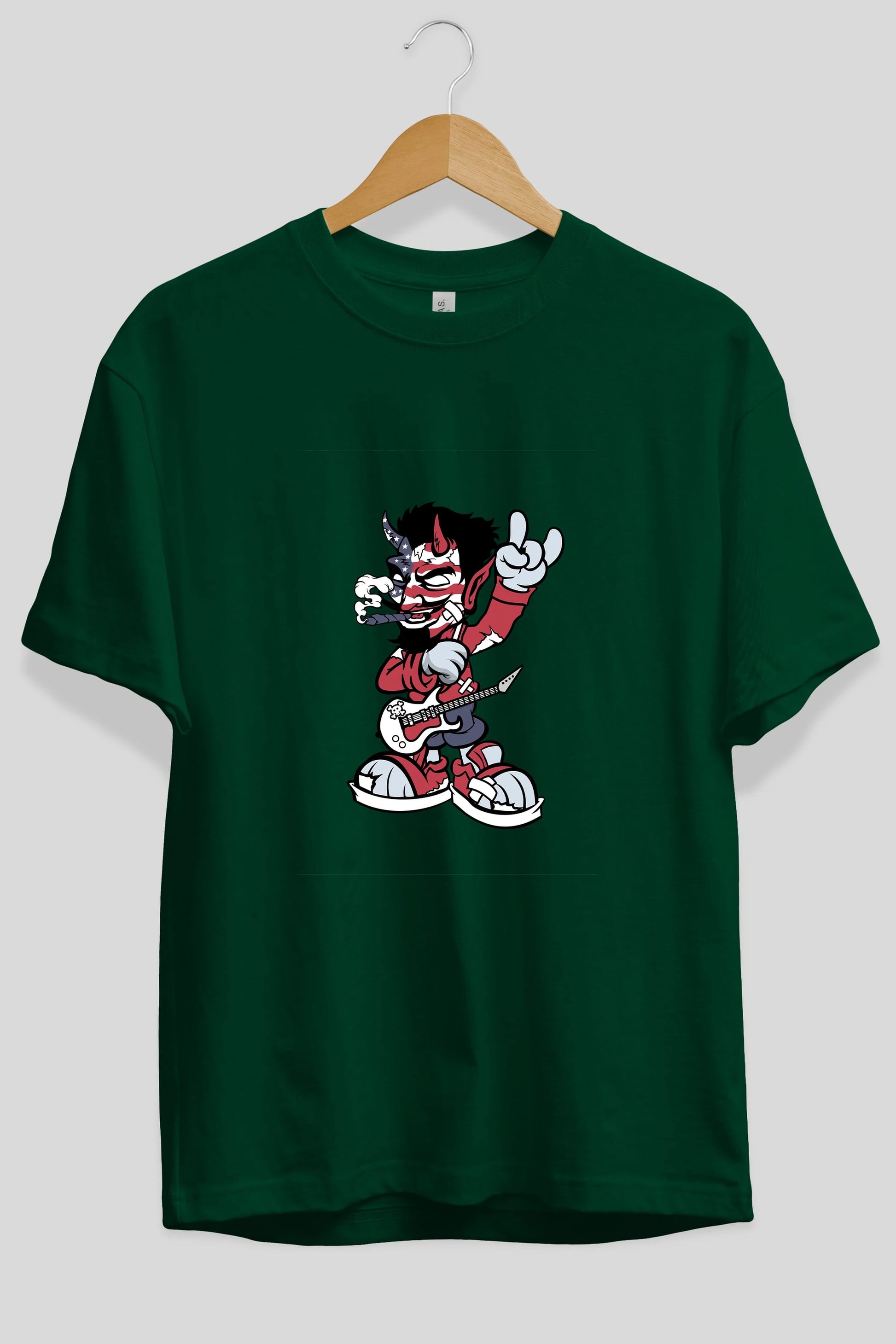 American Devil Rockstar Ön Baskılı Oversize t-shirt Erkek Kadın Unisex %100 Pamuk tişort