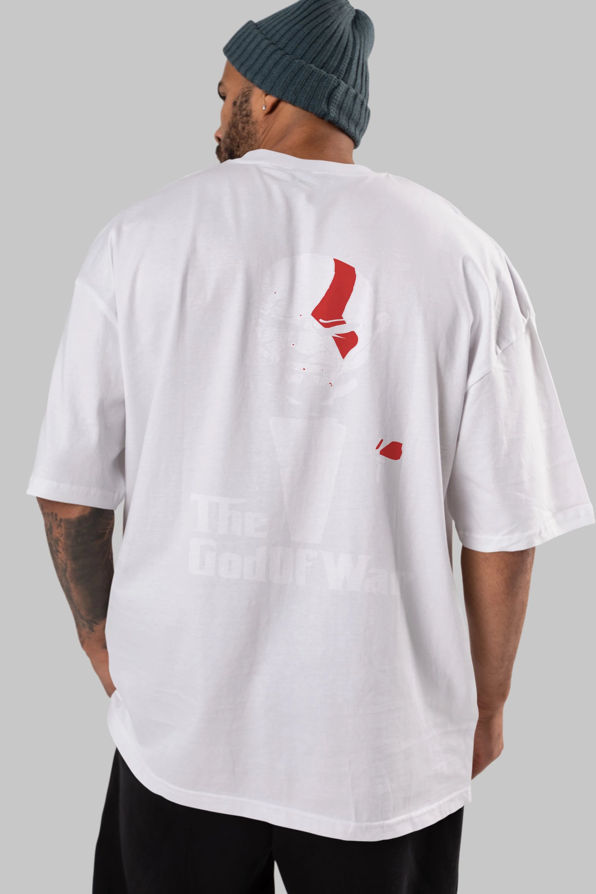 The God of War Arka Baskılı Oversize t-shirt Erkek Kadın Unisex %100 Pamuk Bisiklet Yaka tişort