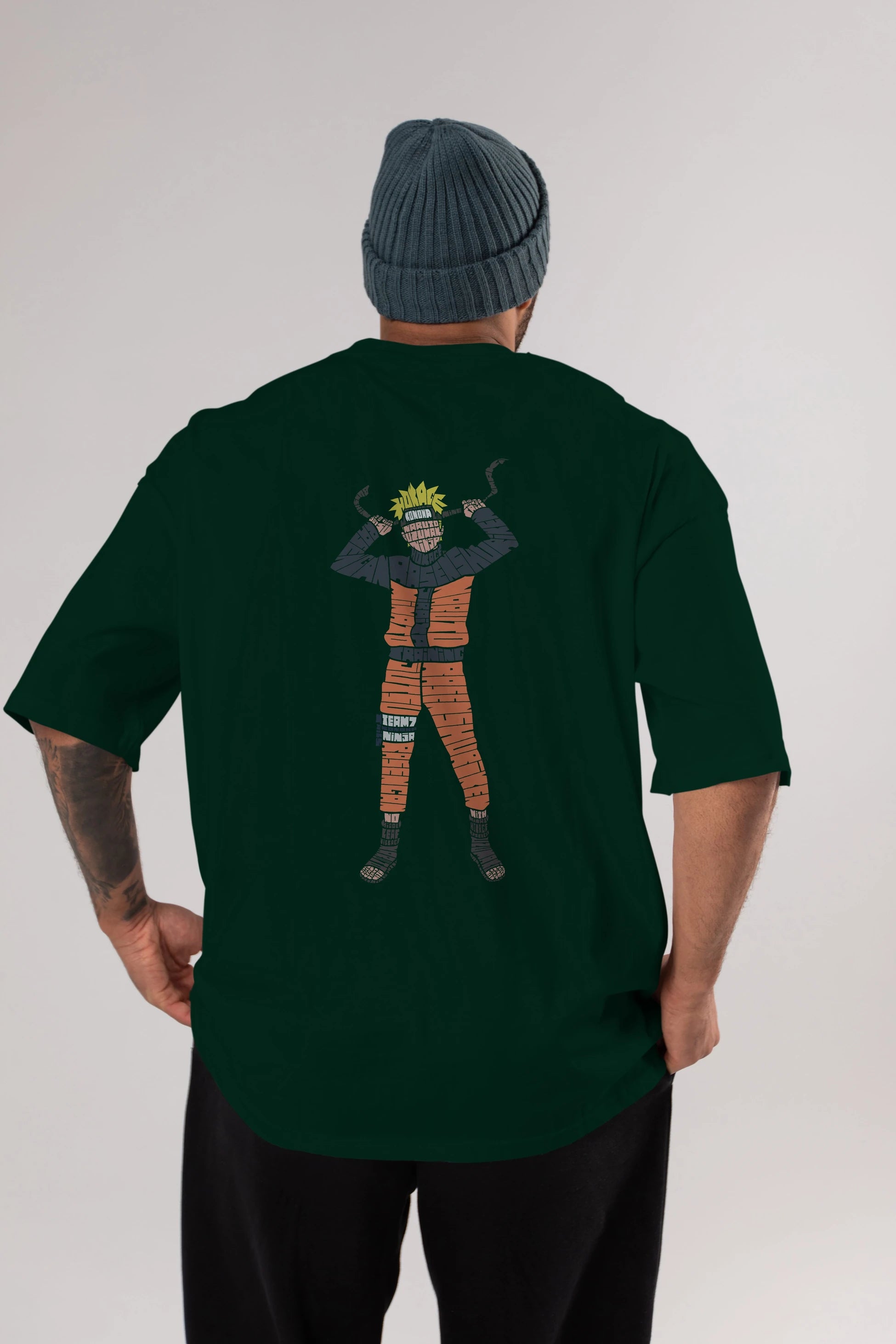 Naruto Arka Baskılı Oversize t-shirt %100 pamuk Erkek Kadın Unisex