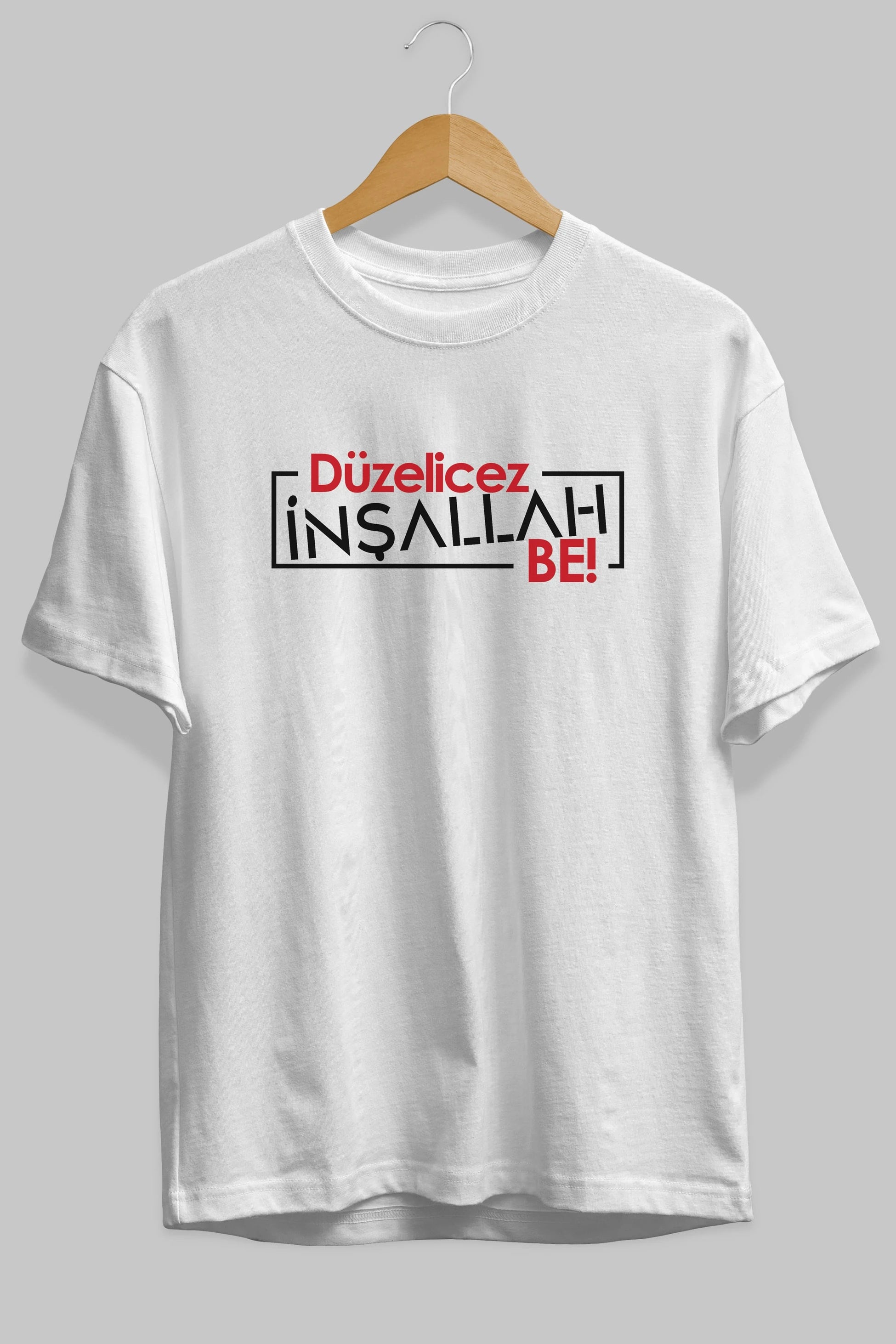 Düzelicez İnşallah Be Ön Baskılı Oversize t-shirt %100 pamuk Erkek Kadın Unisex