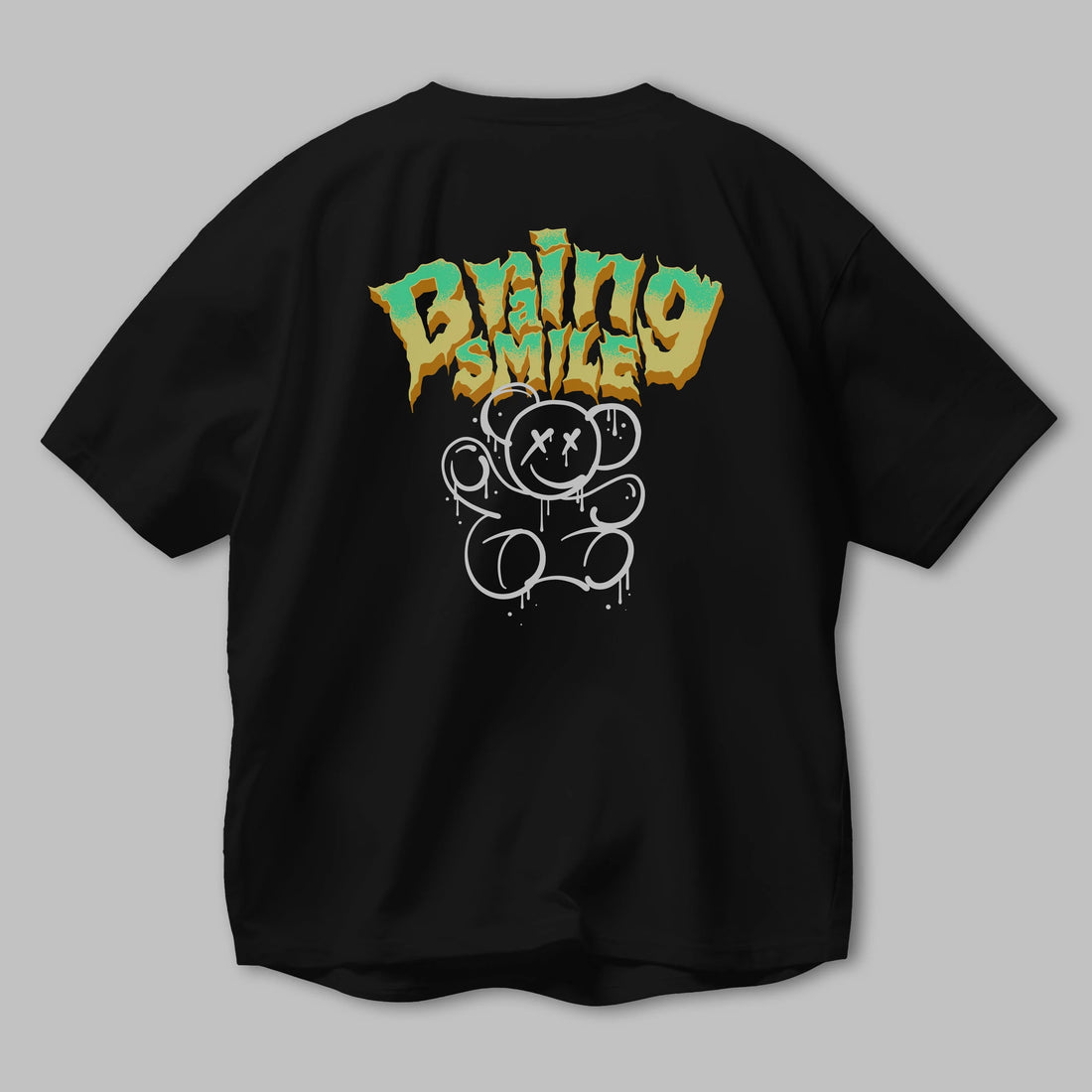 Teddy Bear Braing Smile Arka Baskılı Oversize t-shirt Erkek Kadın Unisex
