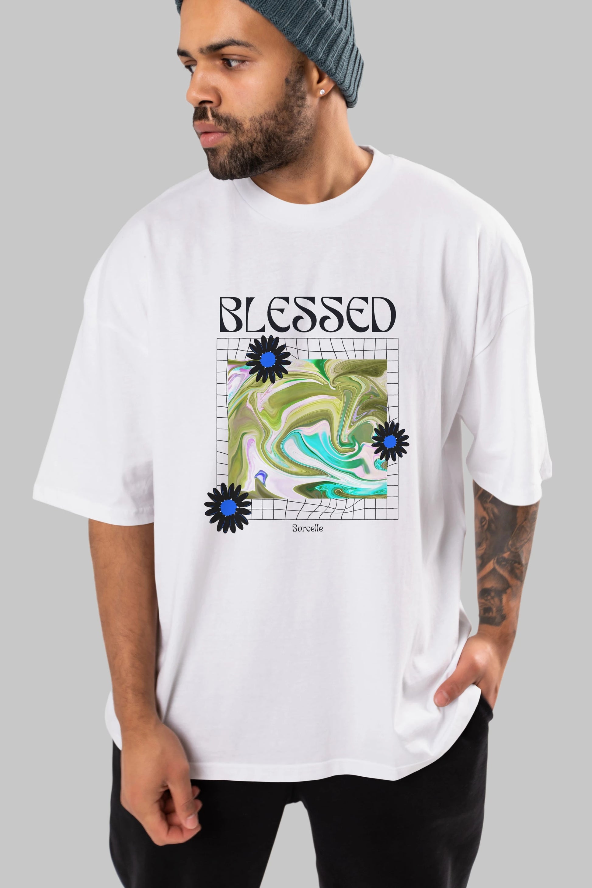 Blessed Ön Baskılı Oversize t-shirt Erkek Kadın Unisex