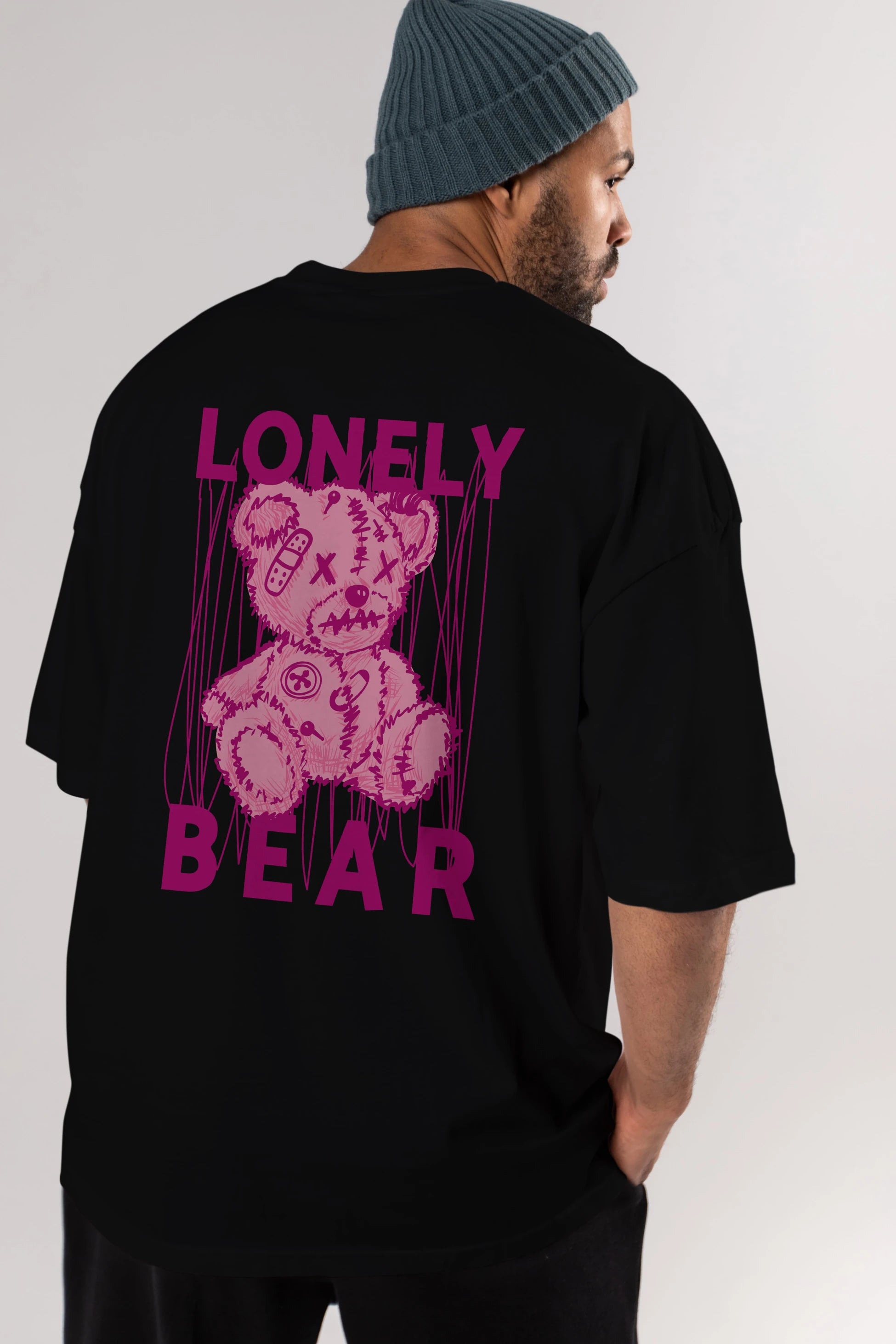 Lonely Bear Arka Baskılı Oversize t-shirt Erkek Kadın Unisex