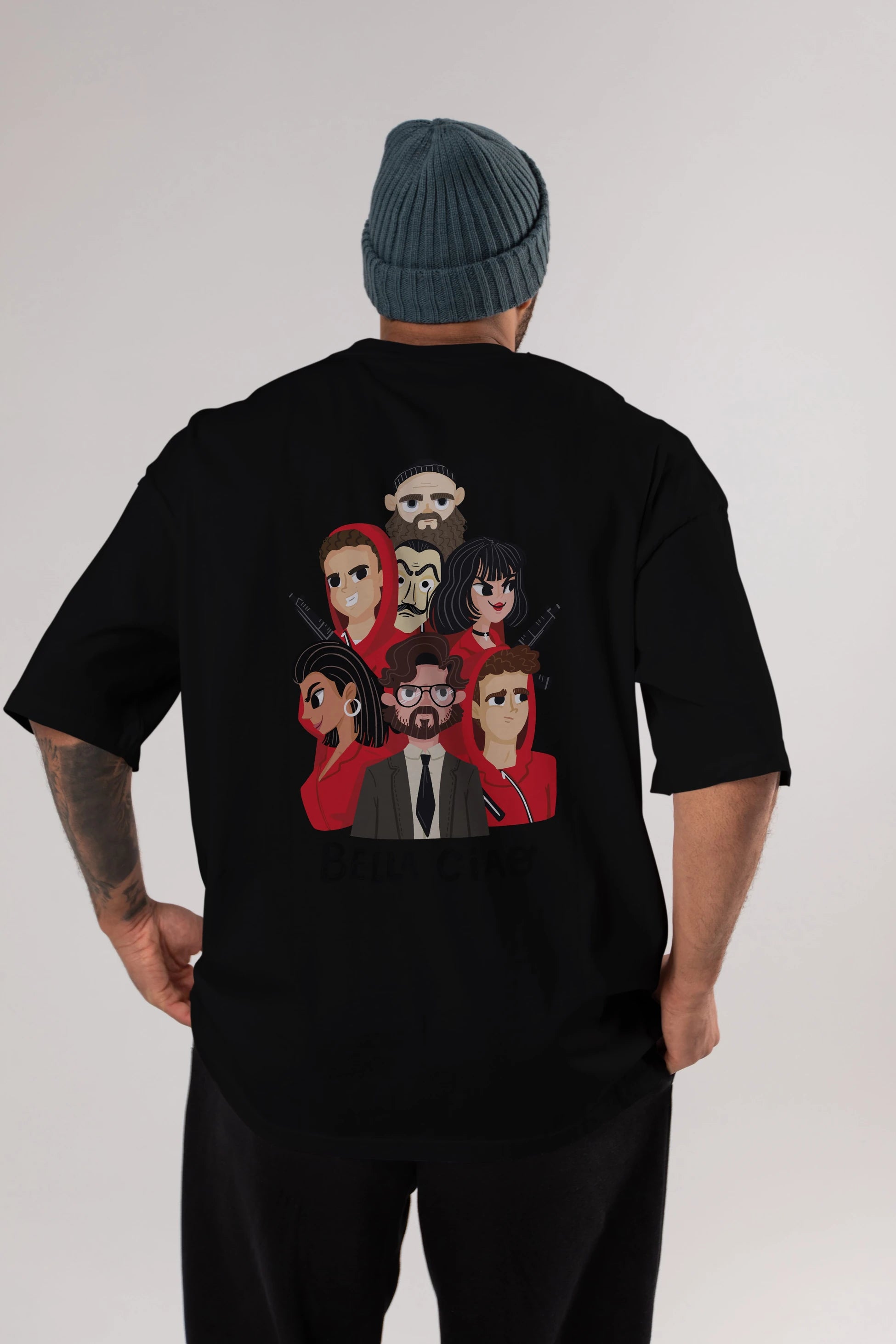 La Casa De Papel (13) Arka Baskılı Oversize t-shirt Erkek Kadın Unisex %100 Pamuk Bisiklet Yaka tişort