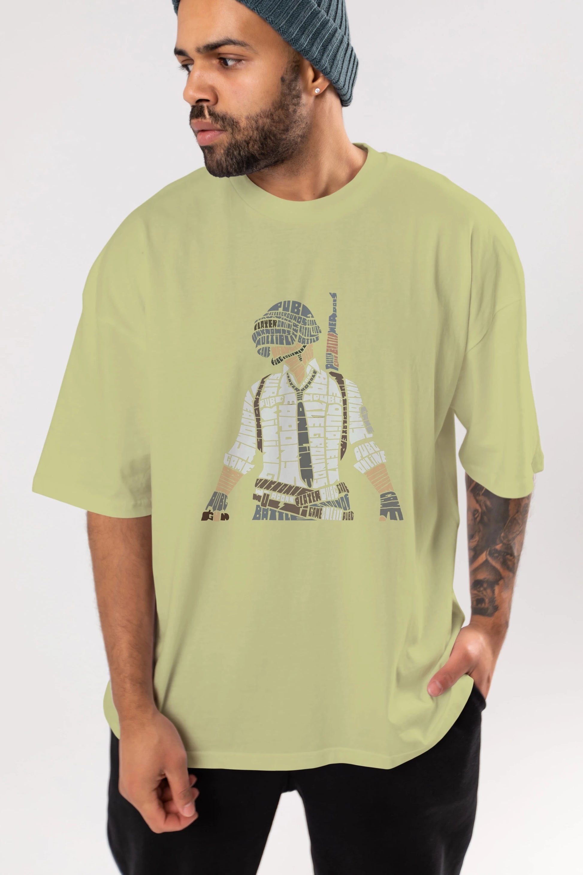 Pubg Ön Baskılı Oversize t-shirt %100 pamuk Erkek Kadın Unisex