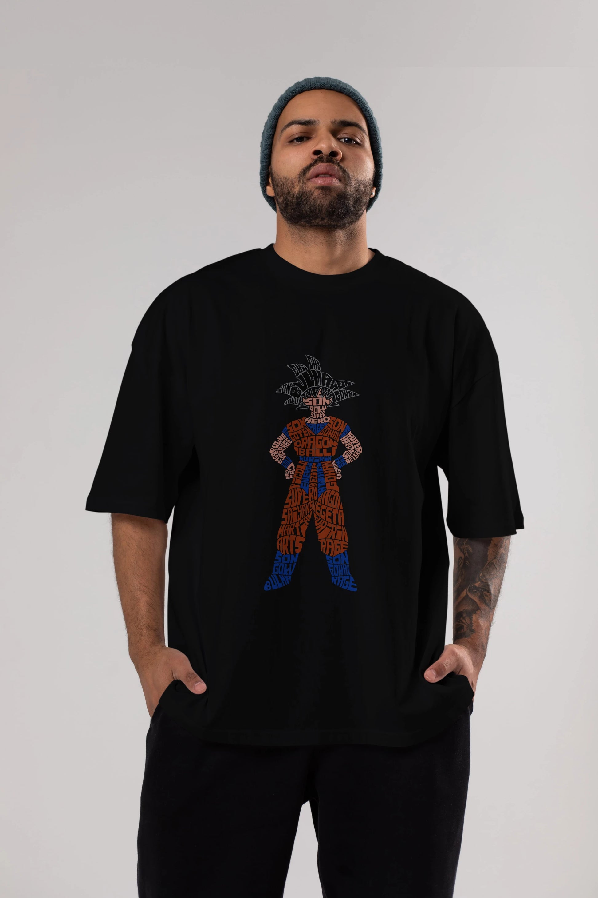 Goku Ön Baskılı Oversize t-shirt %100 pamuk Erkek Kadın Unisex