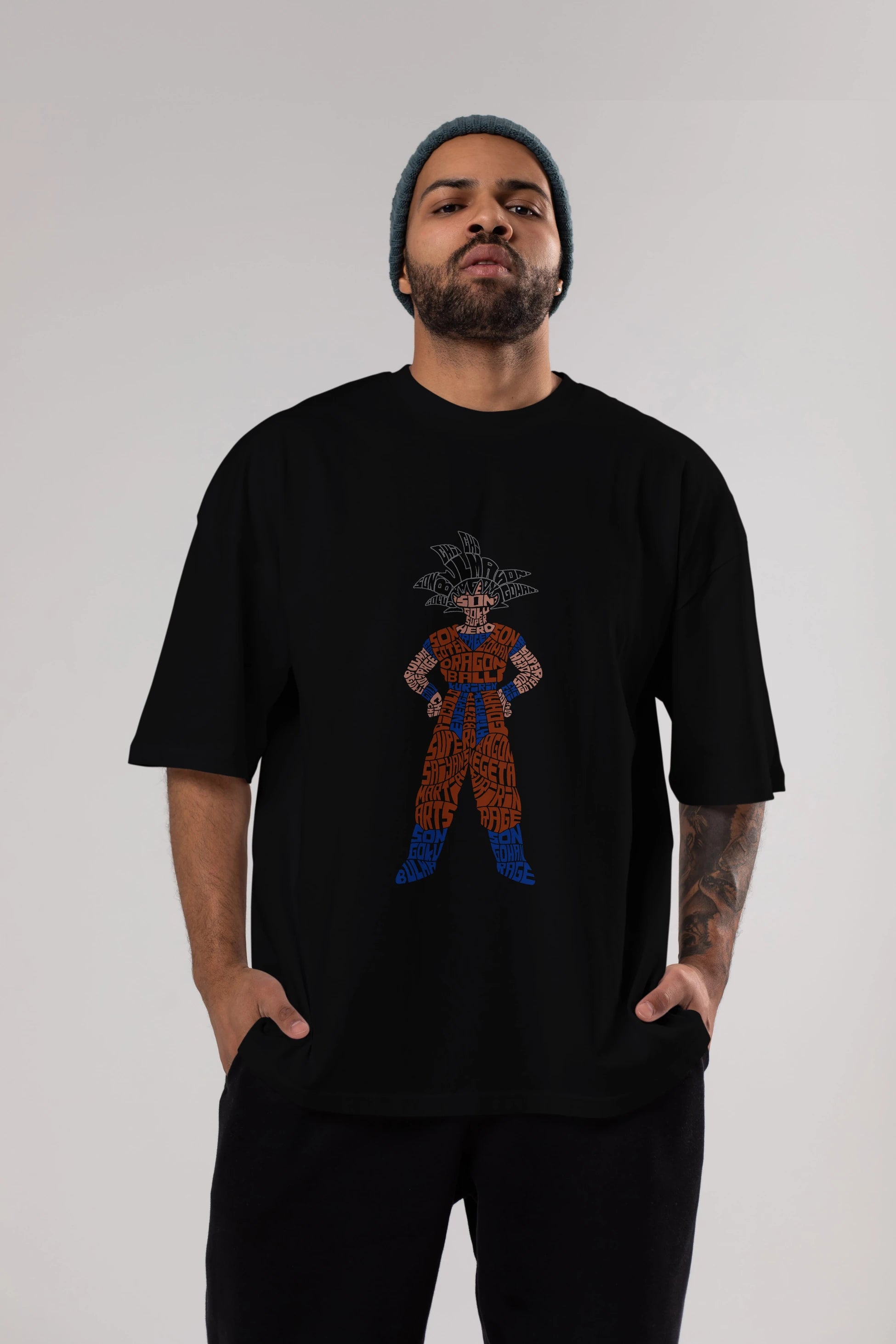 Goku Ön Baskılı Oversize t-shirt %100 pamuk Erkek Kadın Unisex
