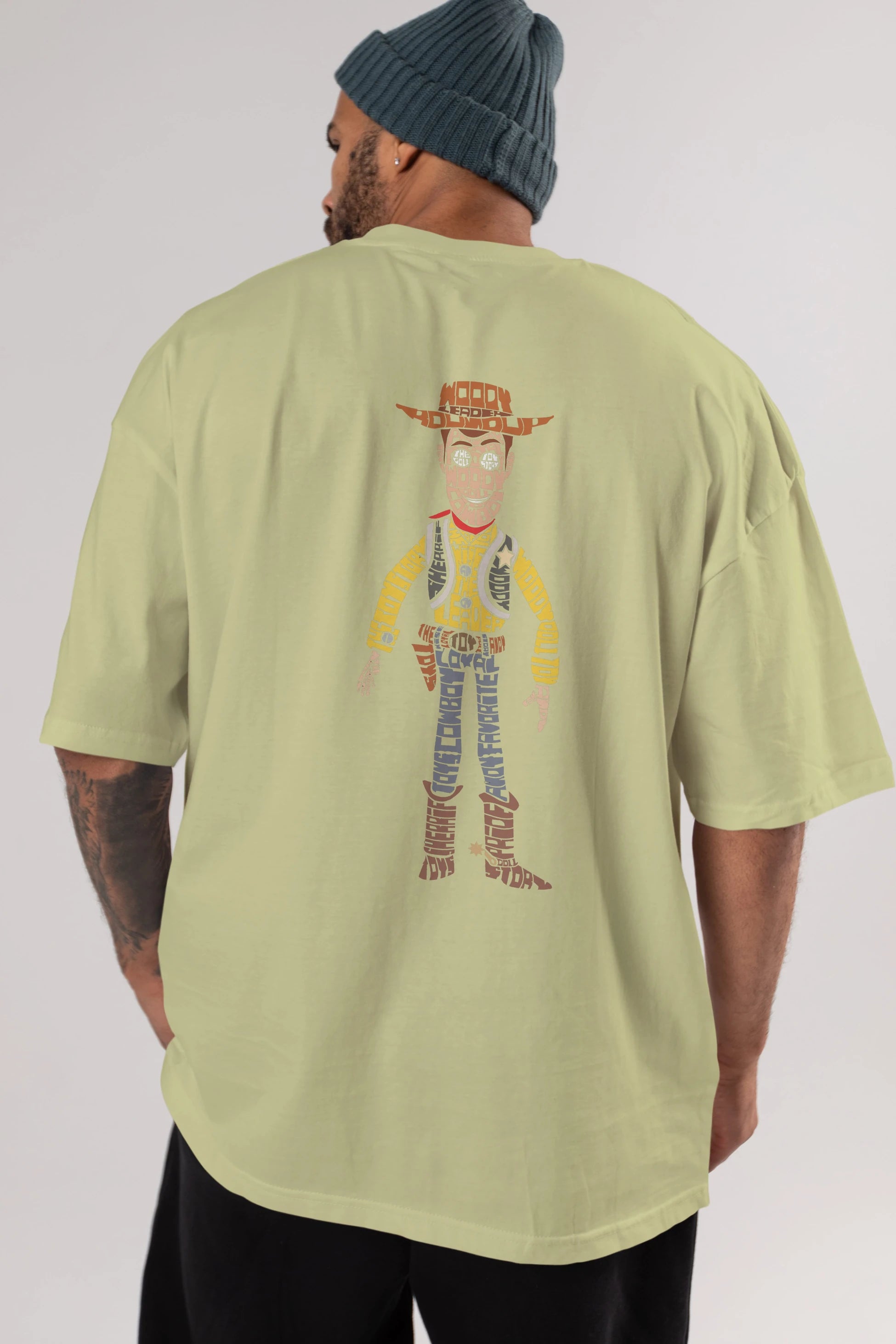 Woody Arka Baskılı Oversize t-shirt %100 pamuk Erkek Kadın Unisex
