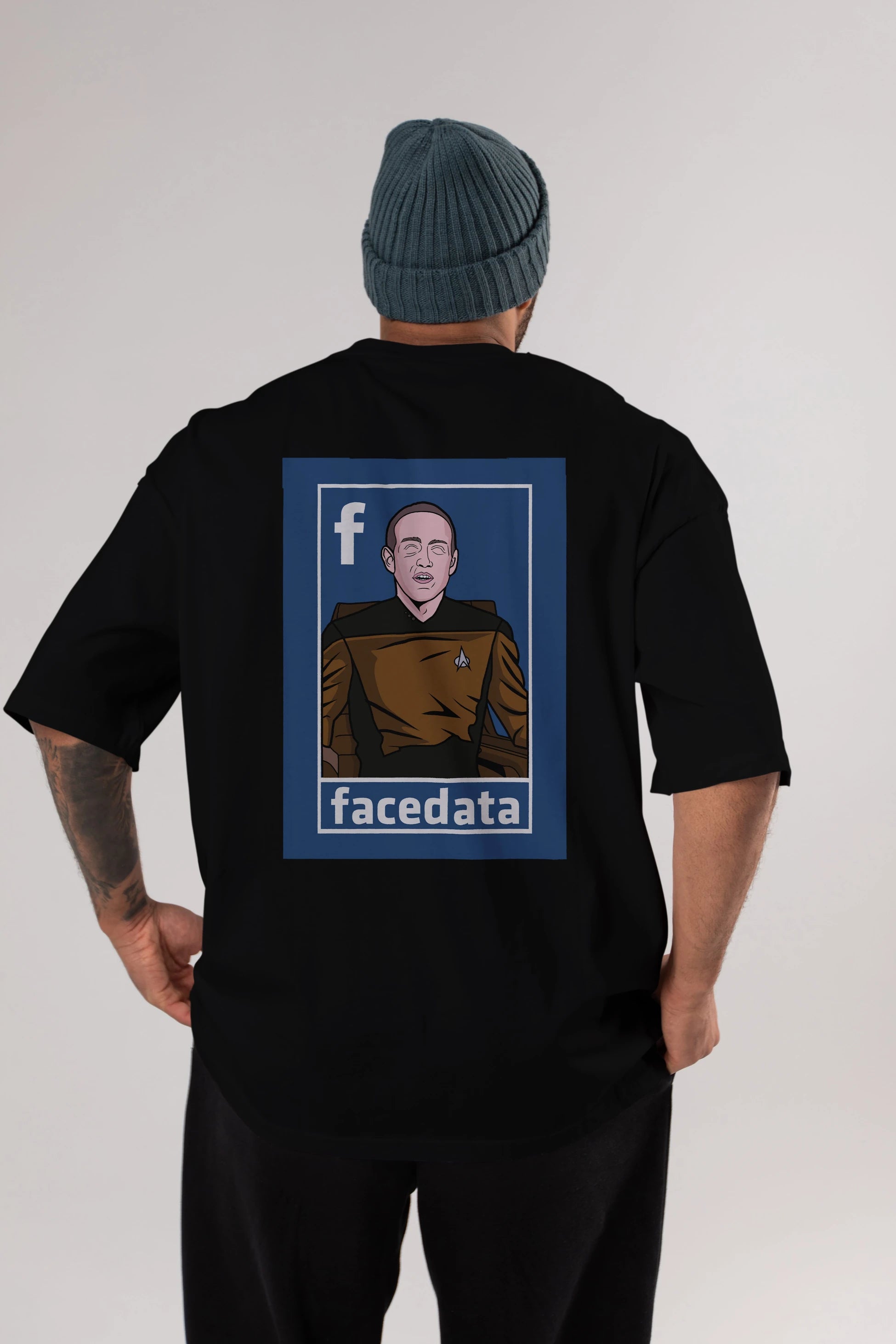 Zukerberg Data Arka Baskılı Oversize t-shirt Erkek Kadın Unisex %100 Pamuk tişort