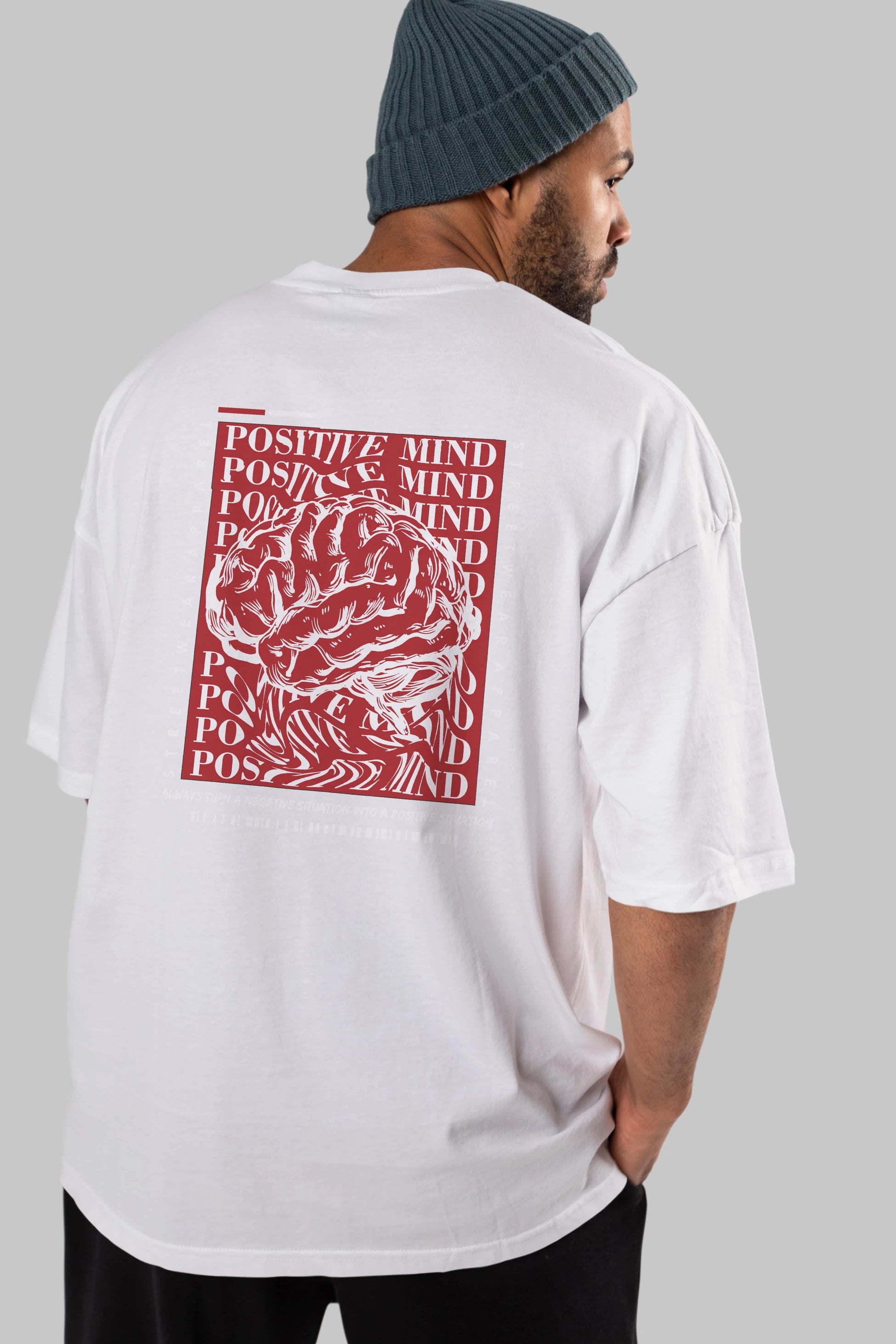 Positive Mind Arka Baskılı Oversize t-shirt Erkek Kadın Unisex