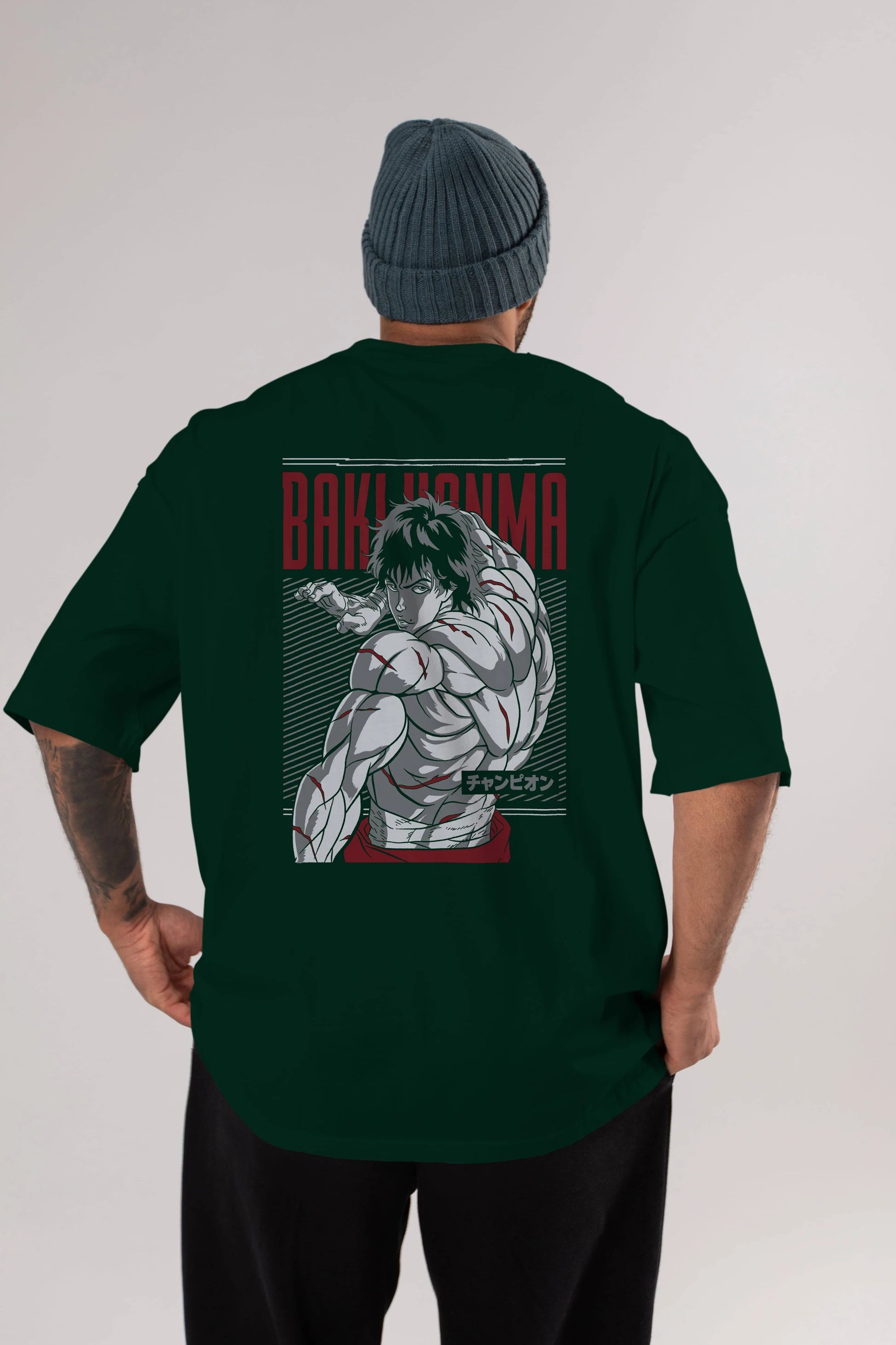 BAKI HANMA Anime Arka Baskılı Oversize t-shirt Erkek Kadın Unisex