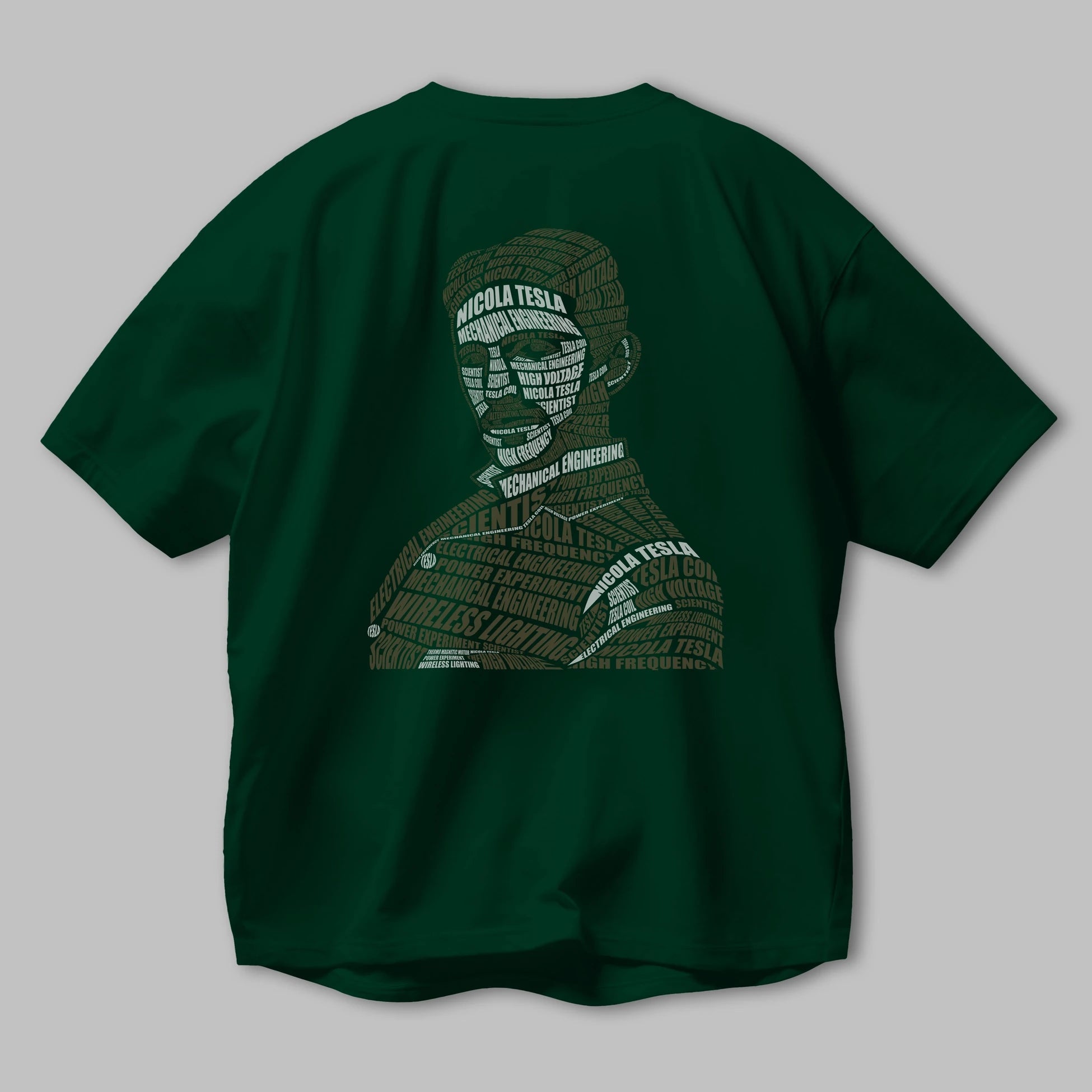 Nikola Tesla Calligram Arka Baskılı Oversize t-shirt %100 pamuk Erkek Kadın Unisex