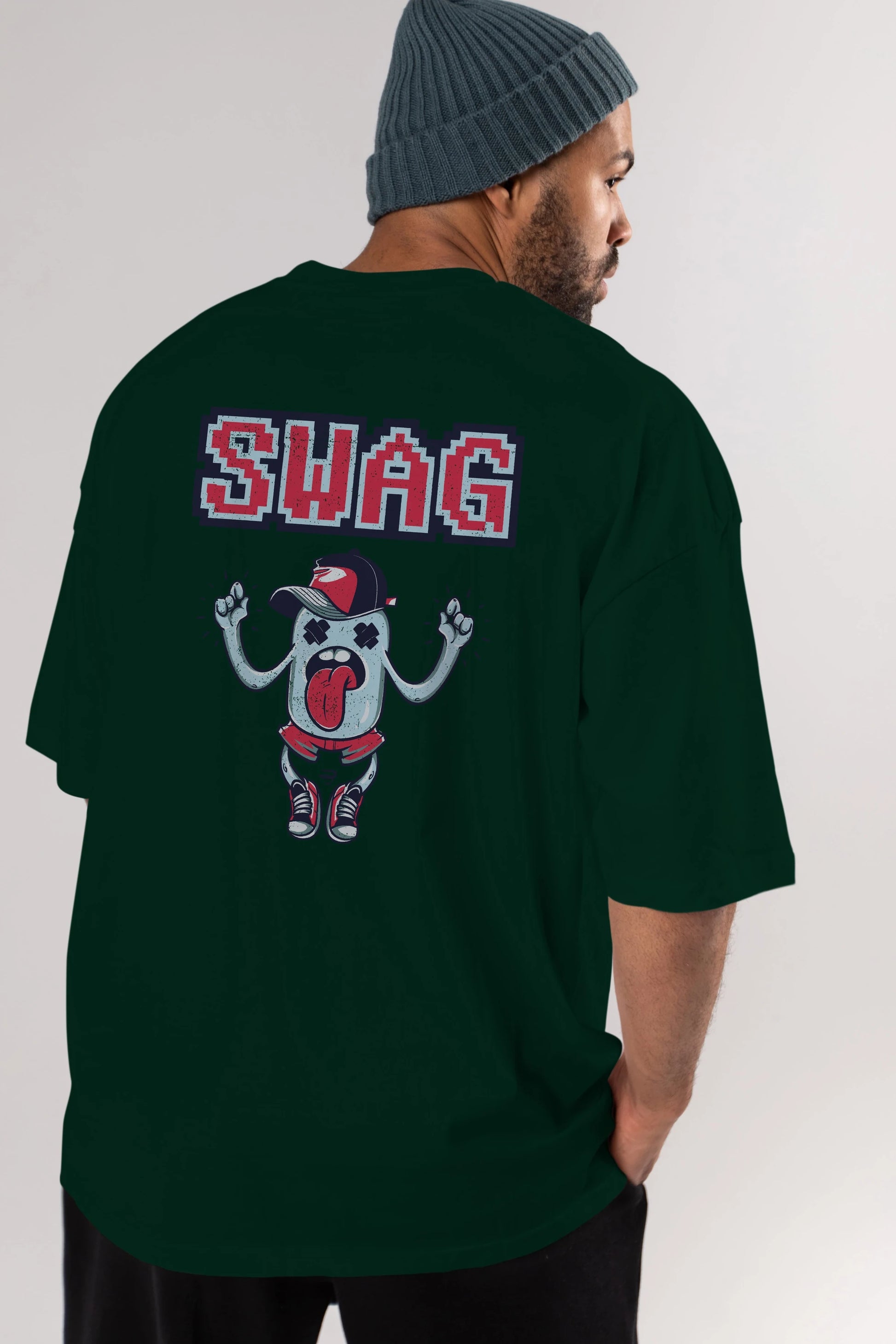 Swag Arka Baskılı Oversize t-shirt Erkek Kadın Unisex