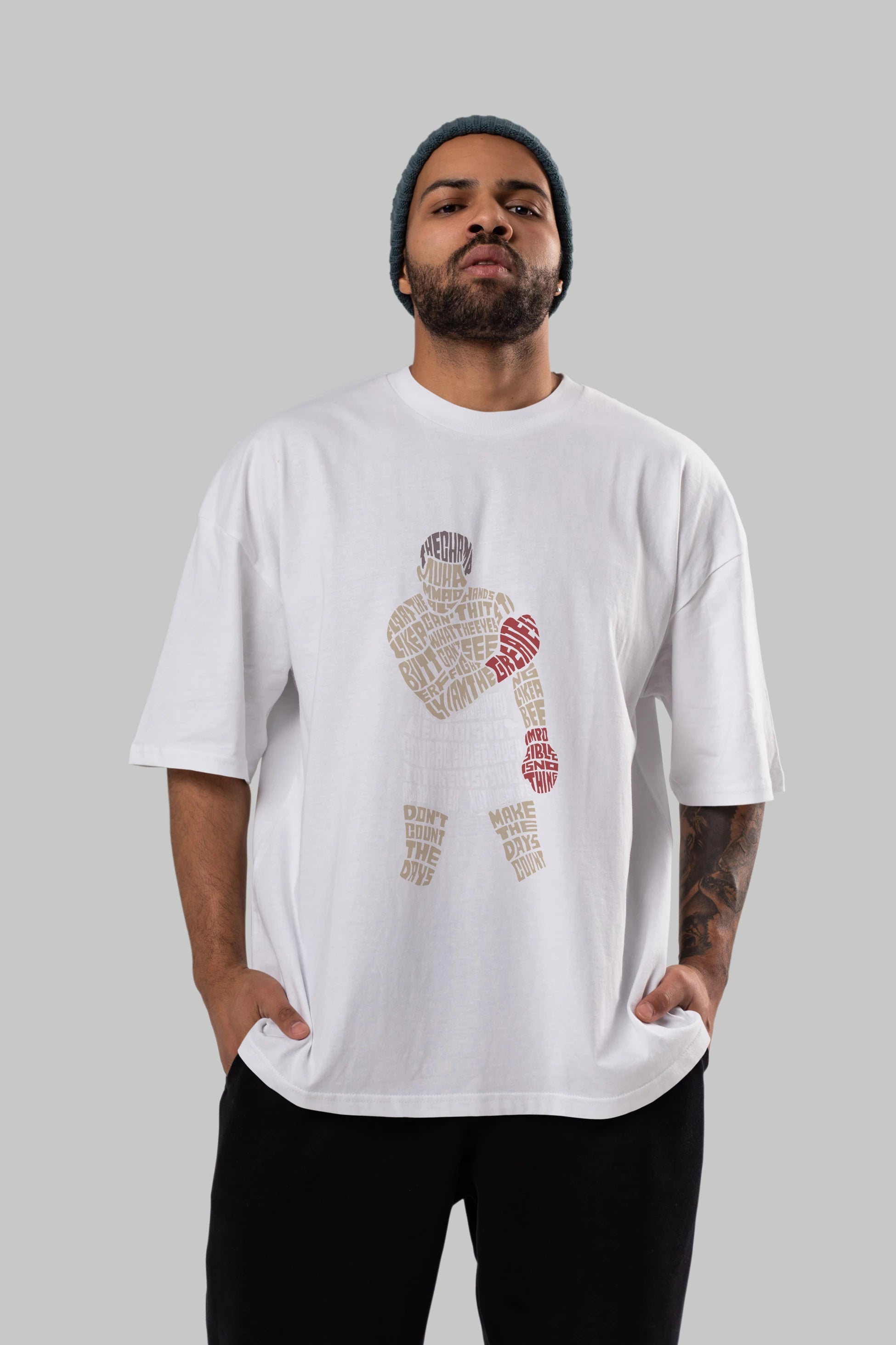 The Champ Muhammad Ali Ön Baskılı Oversize t-shirt %100 pamuk Erkek Kadın Unisex