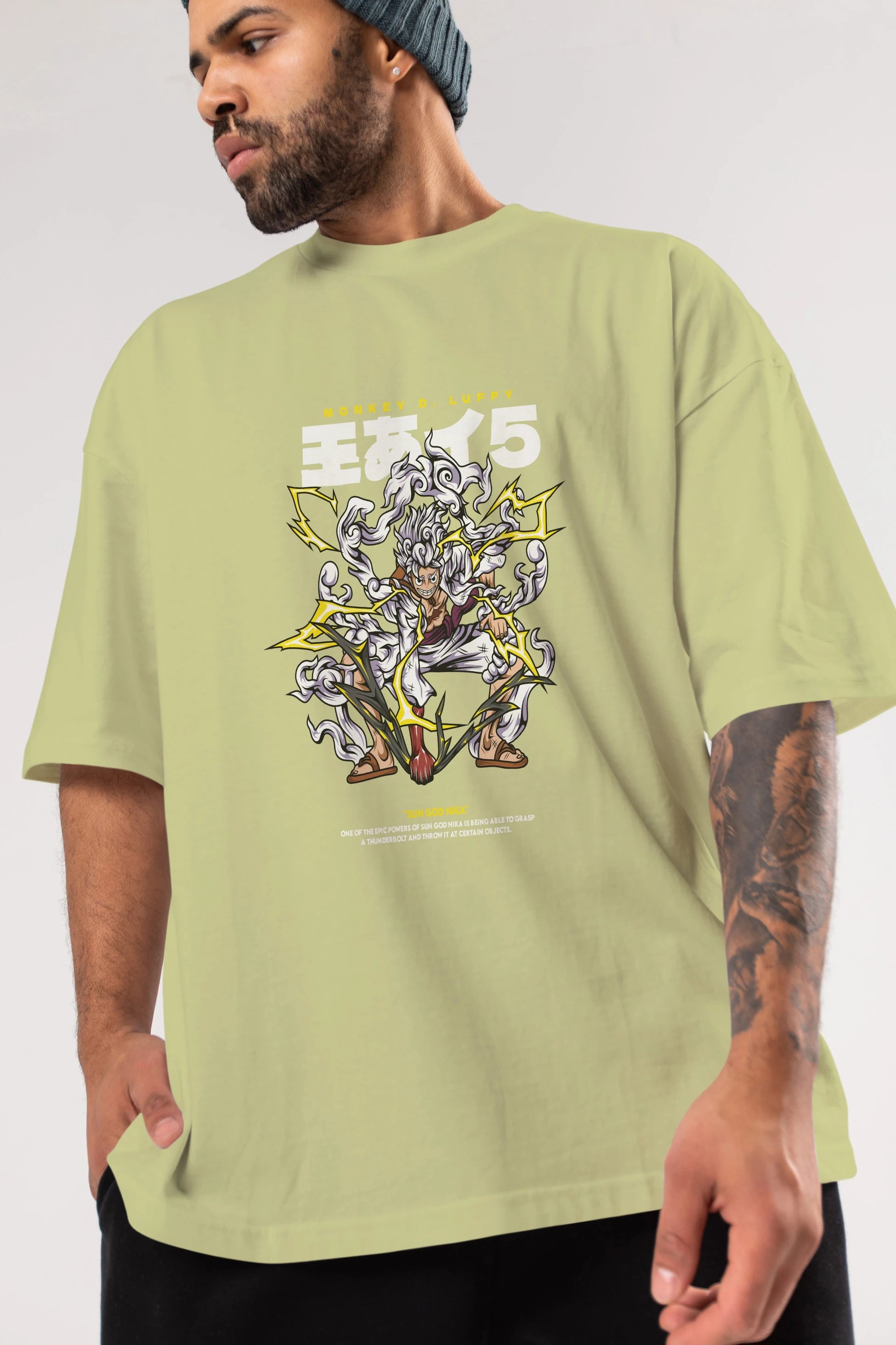 Monkey D. Luffy Anime Ön Baskılı Oversize t-shirt %100 pamuk Erkek Kadın Unisex