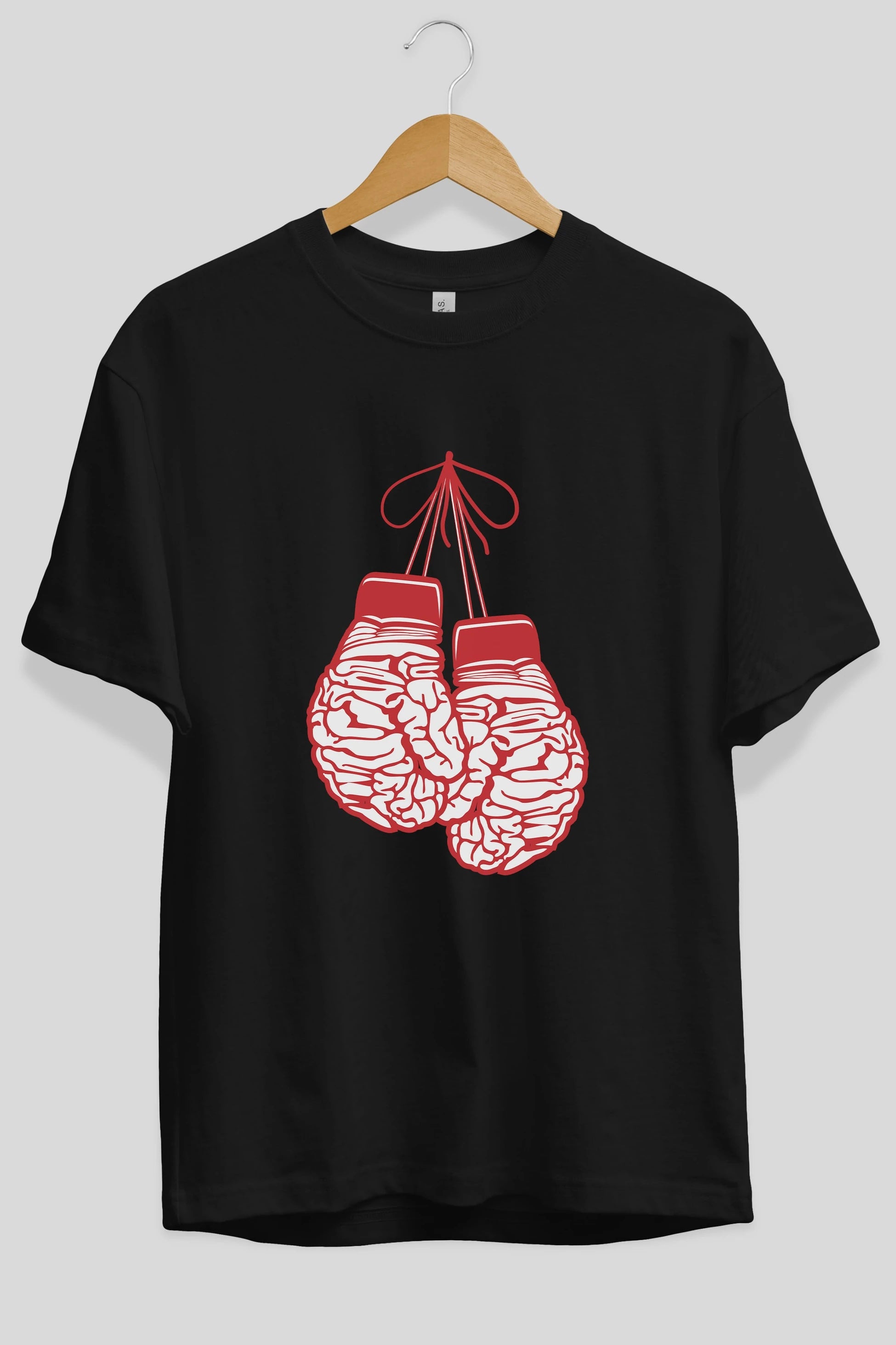 Brain Gloves Ön Baskılı Oversize t-shirt %100 pamuk Erkek Kadın Unisex