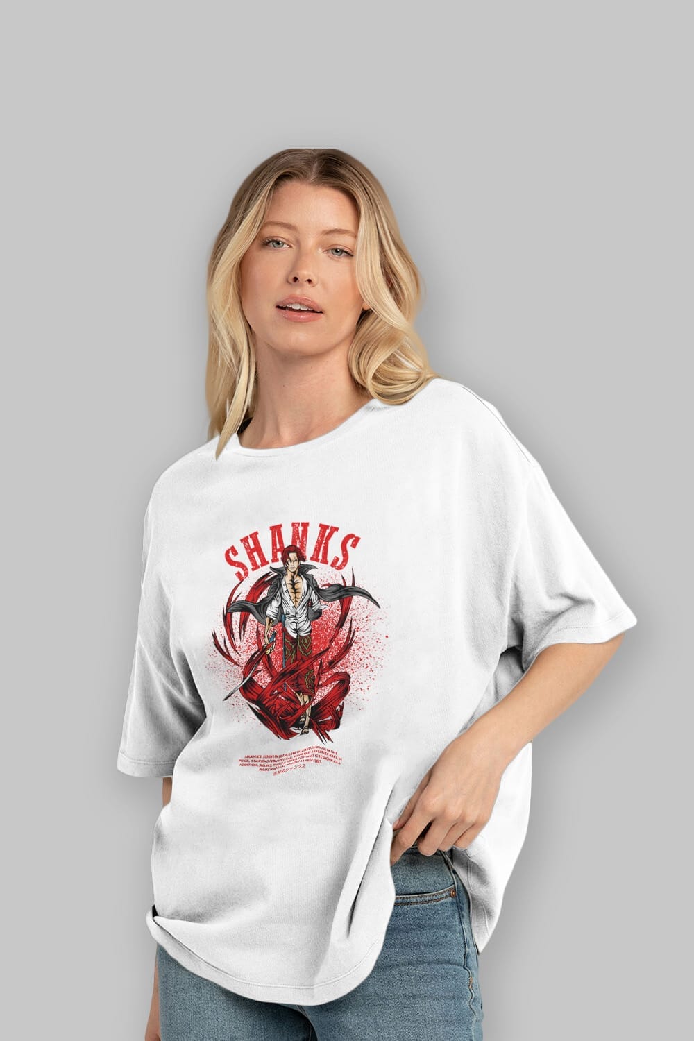 Shanks Anime Ön Baskılı Oversize t-shirt %100 pamuk Erkek Kadın Unisex