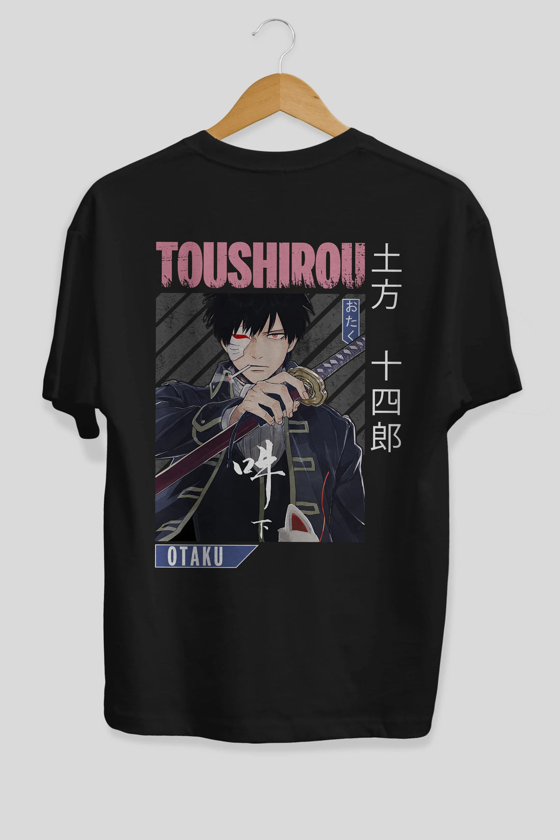 Toushirou Hijikata 1 Anime Arka Baskılı Oversize t-shirt Erkek Kadın Unisex