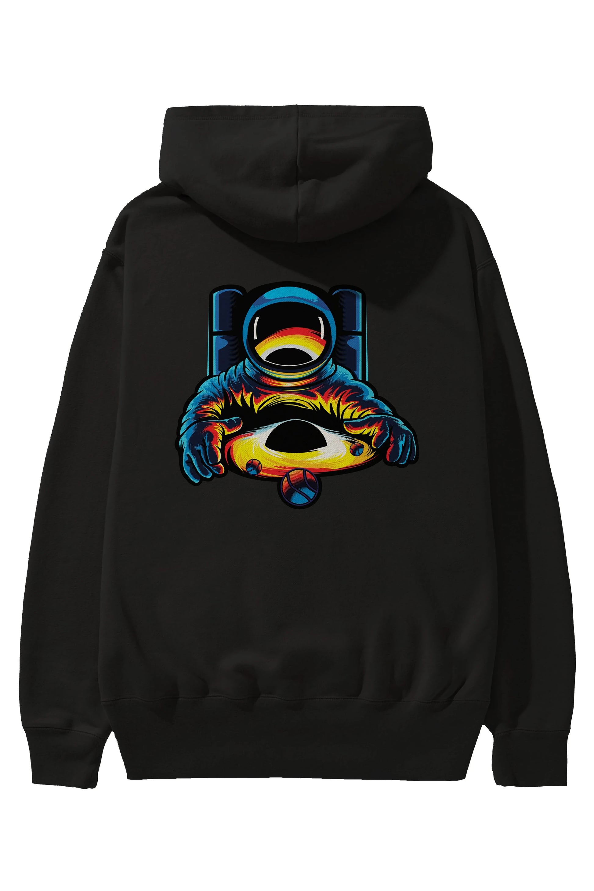 Astronaut & Black Hole Arka Baskılı Hoodie Oversize Kapüşonlu Sweatshirt Erkek Kadın Unisex
