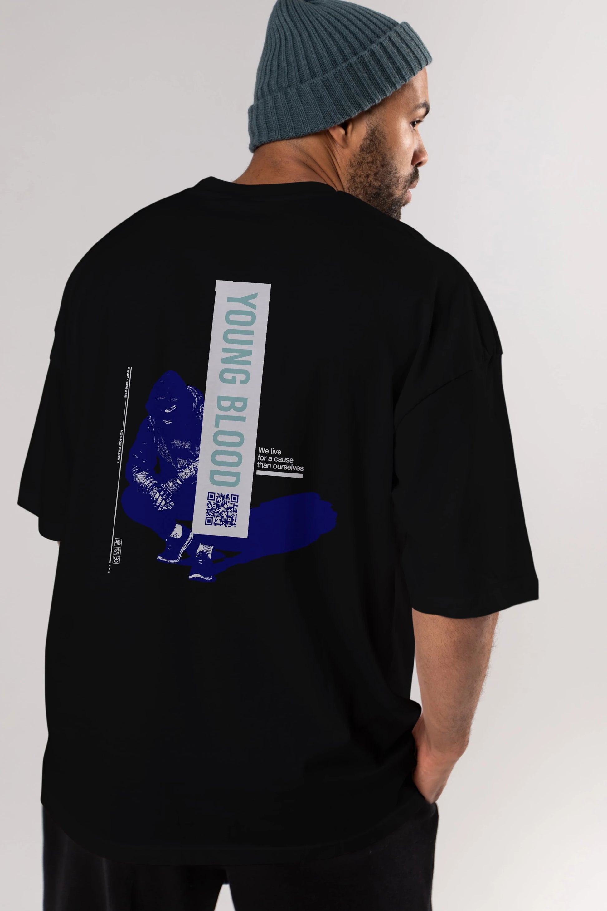 Young Blood Arka Baskılı Oversize t-shirt Erkek Kadın Unisex