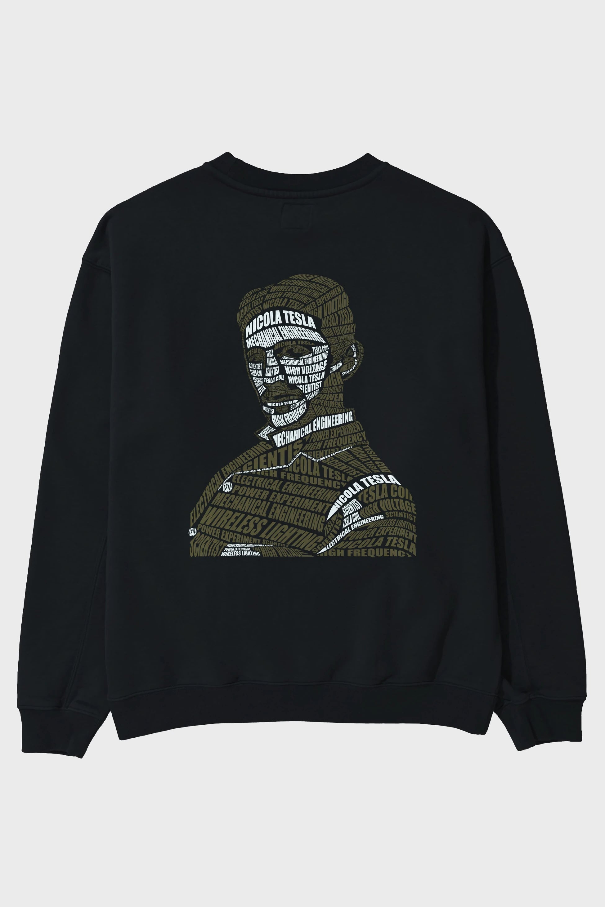 Nikola Tesla Calligram Arka Baskılı Oversize Sweatshirt Erkek Kadın Unisex