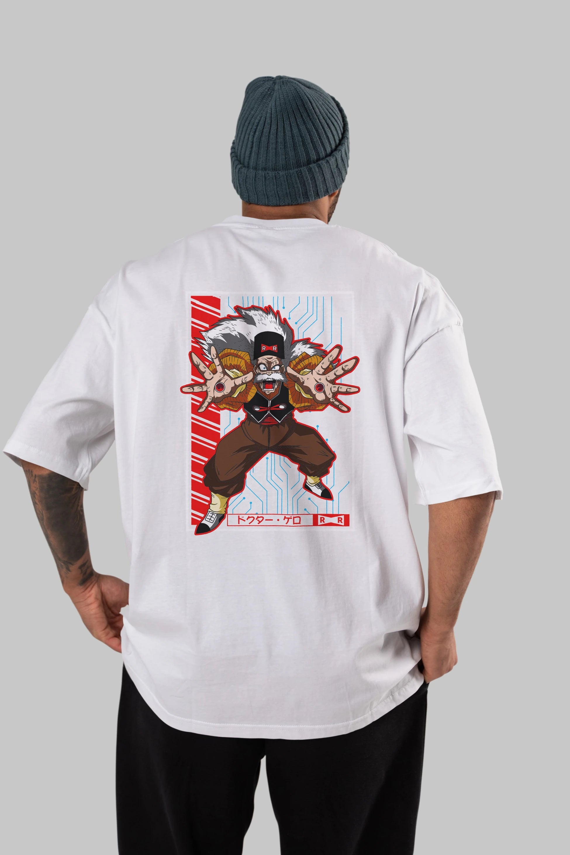 DragonBall DrMakigero Anime Arka Baskılı Oversize t-shirt Erkek Kadın Unisex