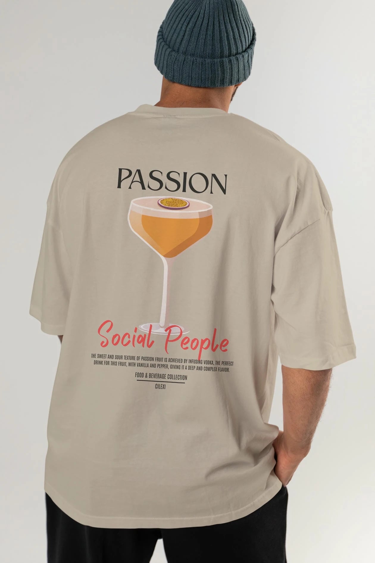 Passion Kokteyl Serisi Baskılı Oversize t-shirt Erkek Kadın Unisex %100 Pamuk Bisiklet Yaka tişort