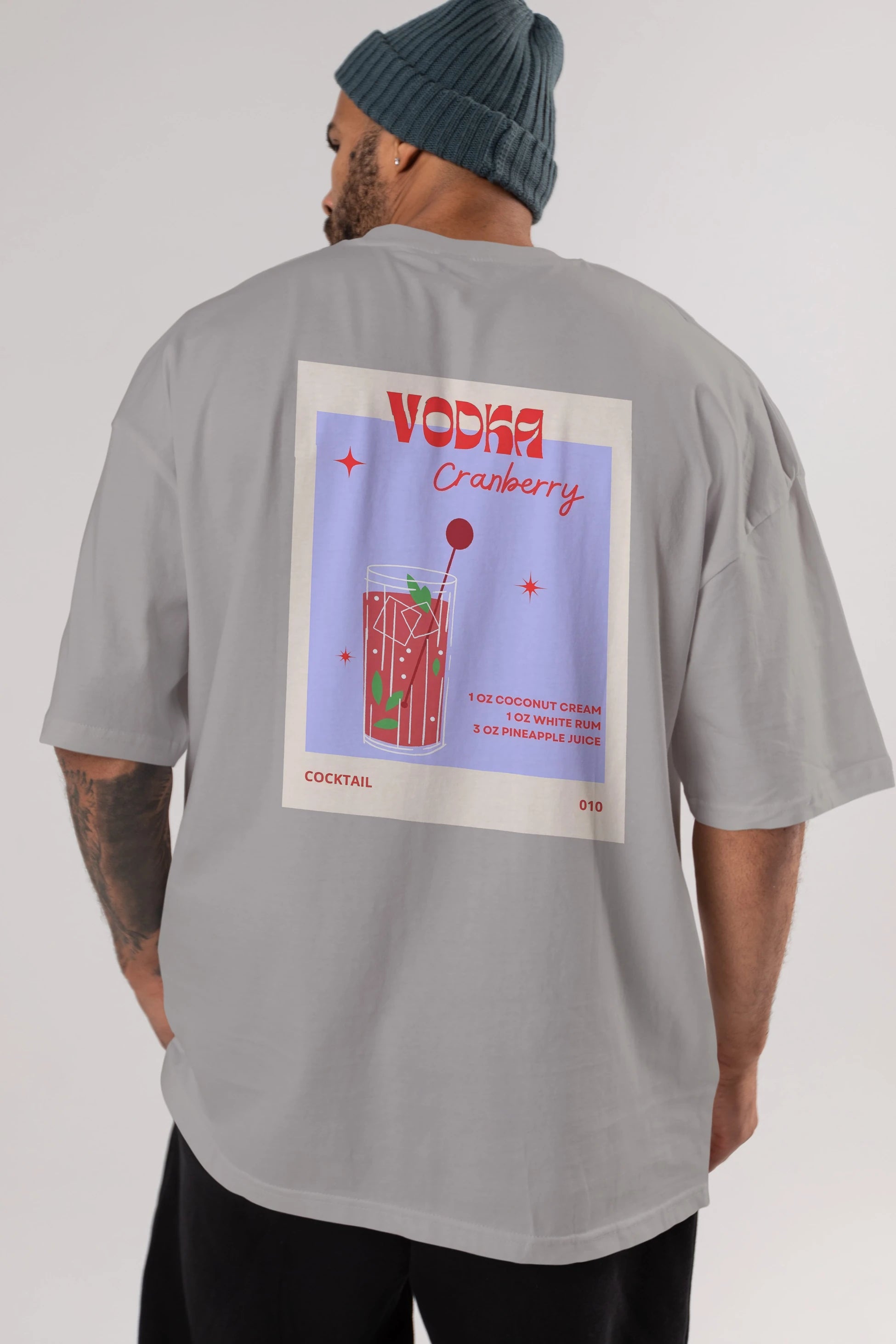 Vodka Cranberry Arka Baskılı Oversize t-shirt Erkek Kadın Unisex %100 Pamuk Bisiklet Yaka tişort