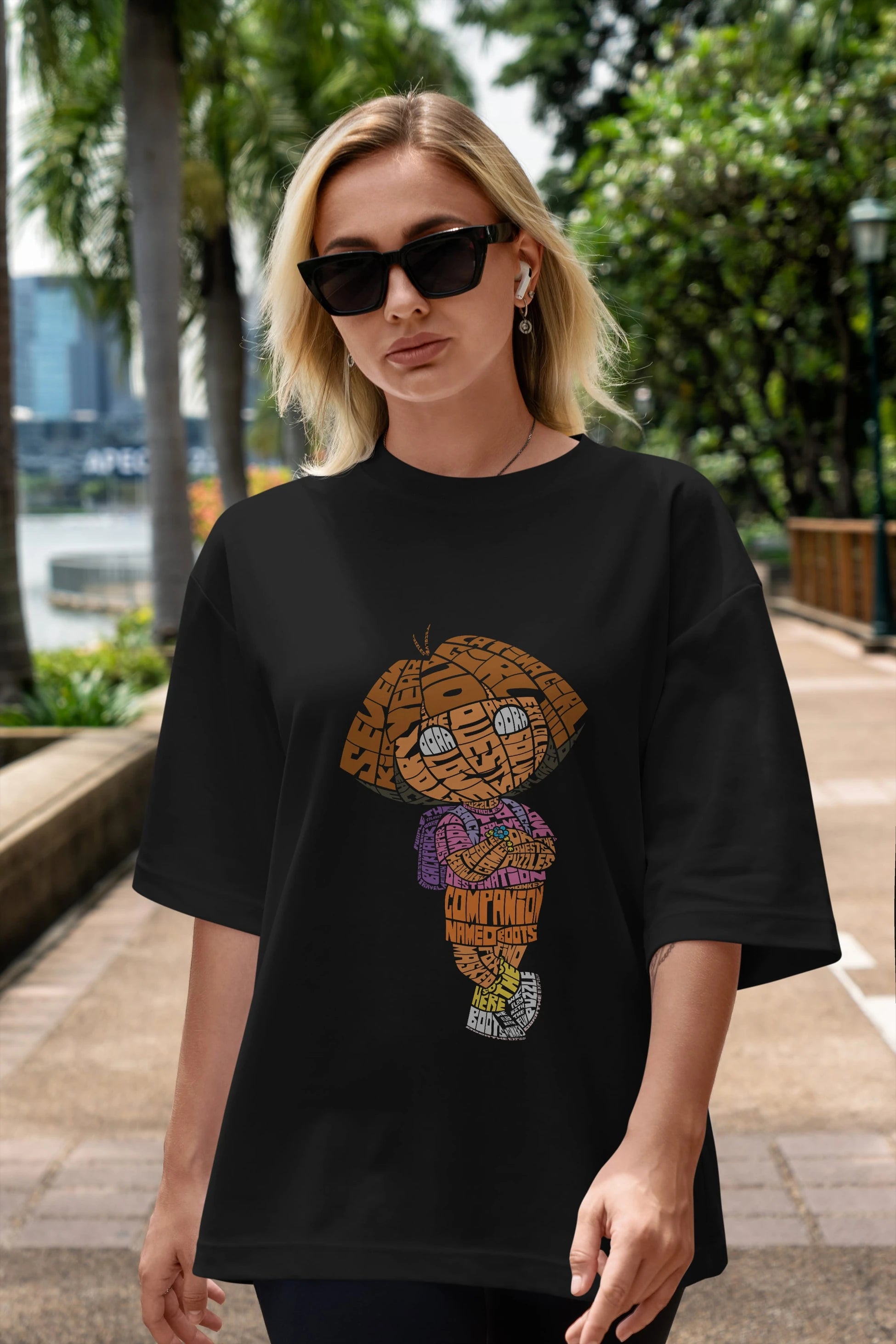 Dora Ön Baskılı Oversize t-shirt %100 pamuk Erkek Kadın Unisex