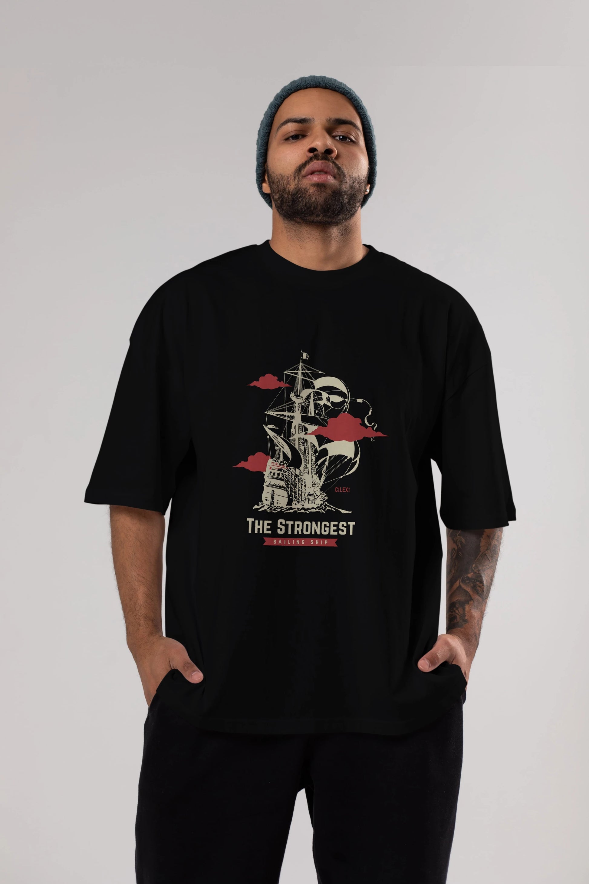 The Strongest Yazılı Ön Baskılı Oversize t-shirt Erkek Kadın Unisex