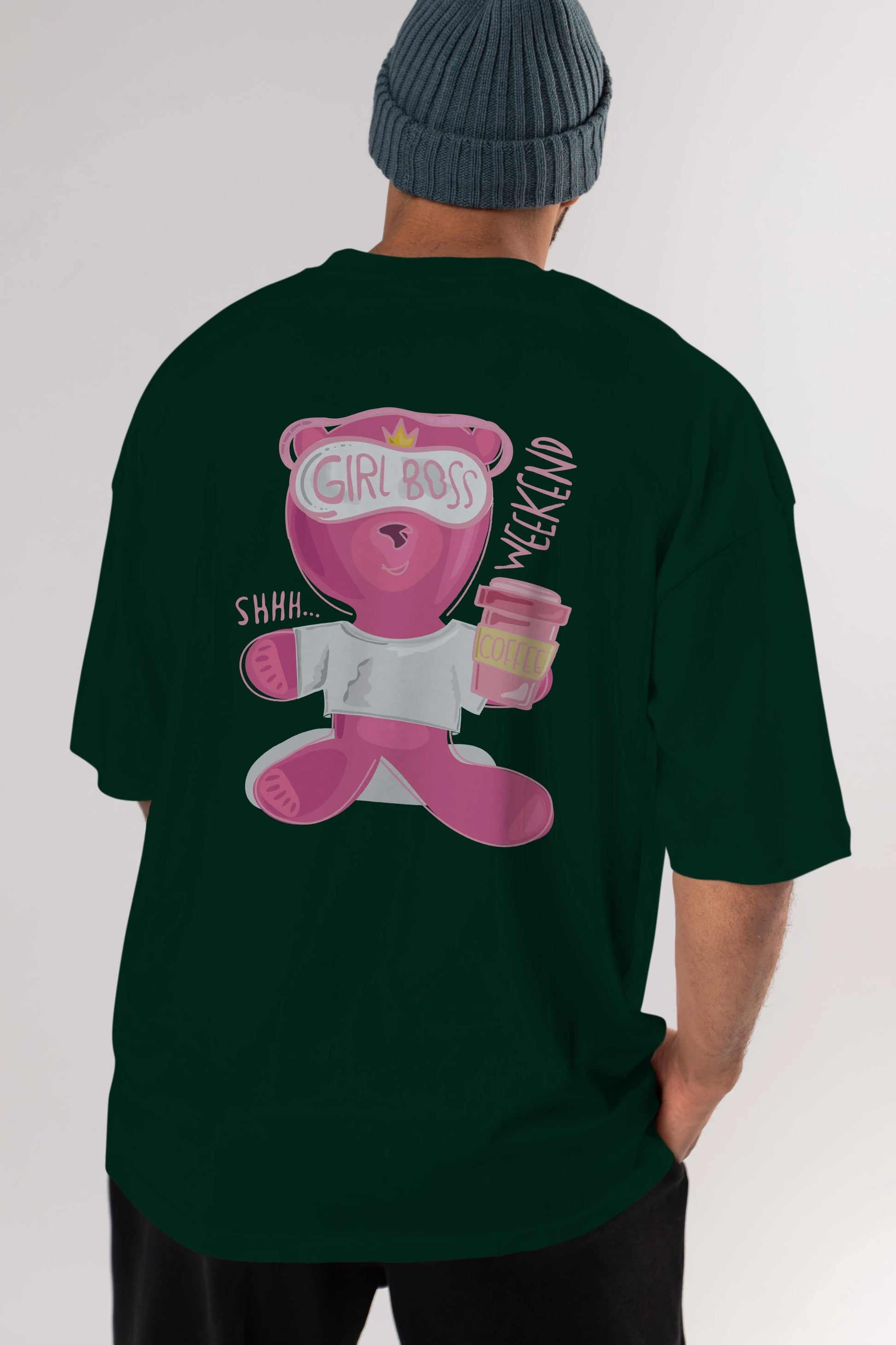 Girl Boss Bear Arka Baskılı Oversize t-shirt Erkek Kadın Unisex