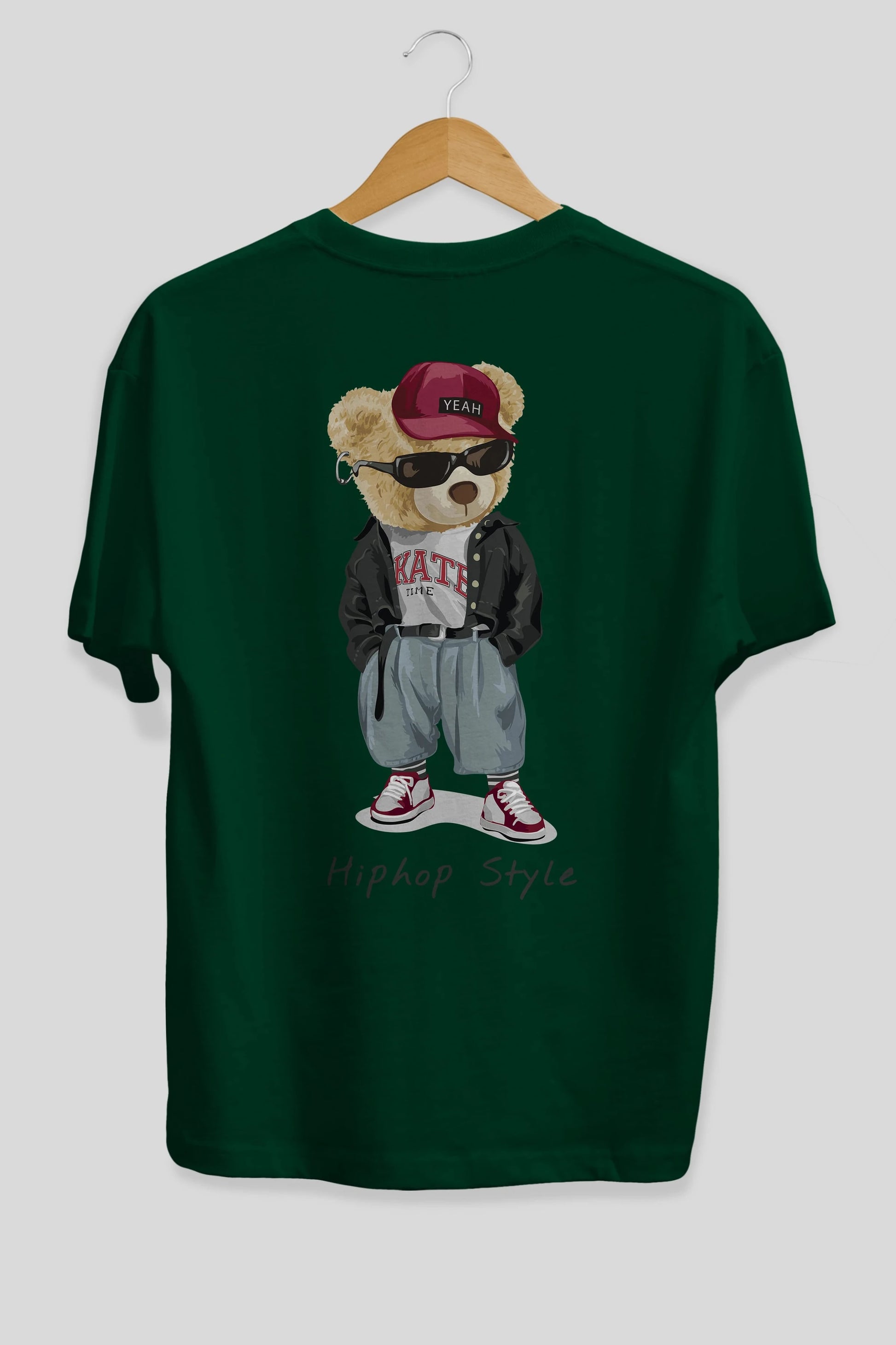 Teddy Bear Hiphop Style Arka Baskılı Oversize t-shirt Erkek Kadın Unisex %100 Pamuk