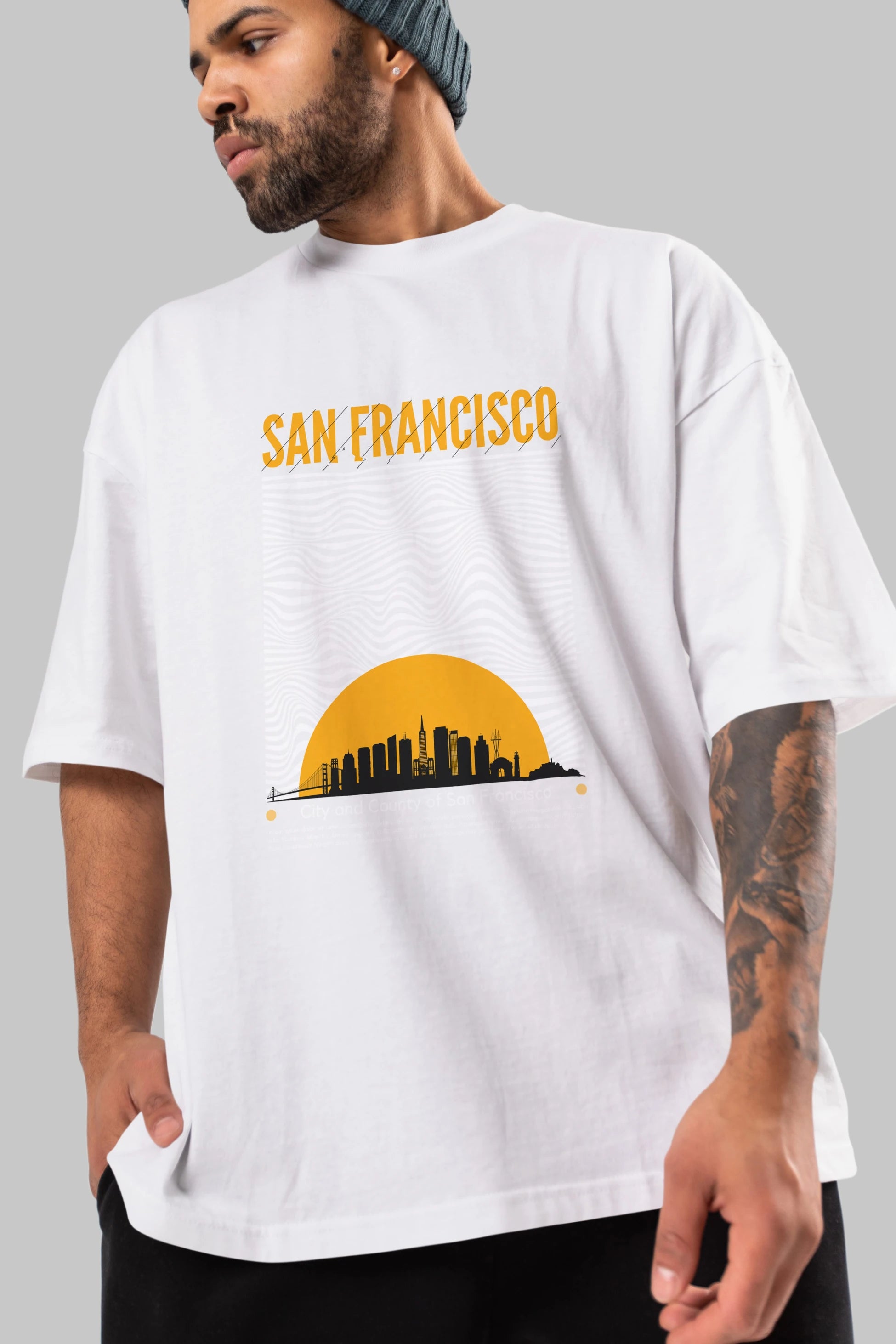 San Francisco Yazılı Ön Baskılı Oversize t-shirt Erkek Kadın Unisex
