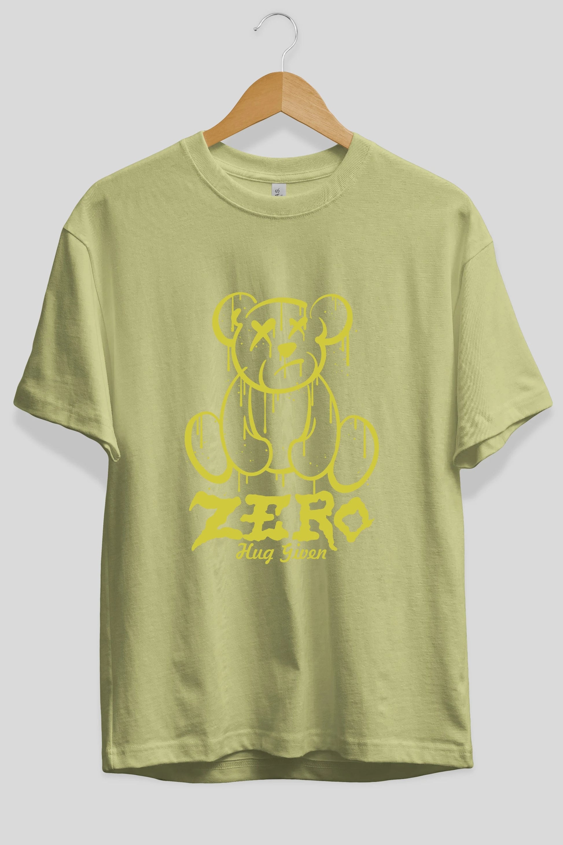 Zero Hug Given Bear Ön Baskılı Oversize t-shirt Erkek Kadın Unisex